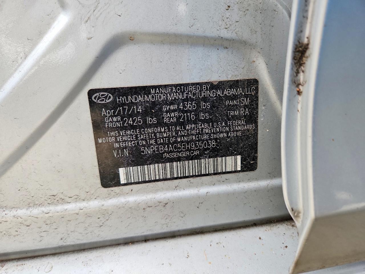 2014 Hyundai Sonata Gls Серебряный vin: 5NPEB4AC5EH935038