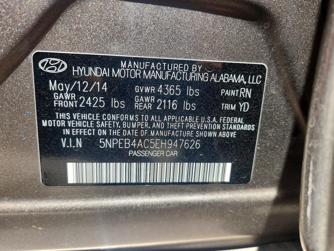 2014 Hyundai Sonata Gls Золотой vin: 5NPEB4AC5EH947626