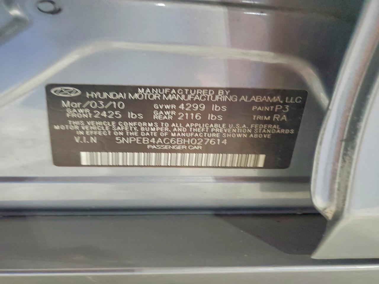 2011 Hyundai Sonata Gls Gray vin: 5NPEB4AC6BH027614