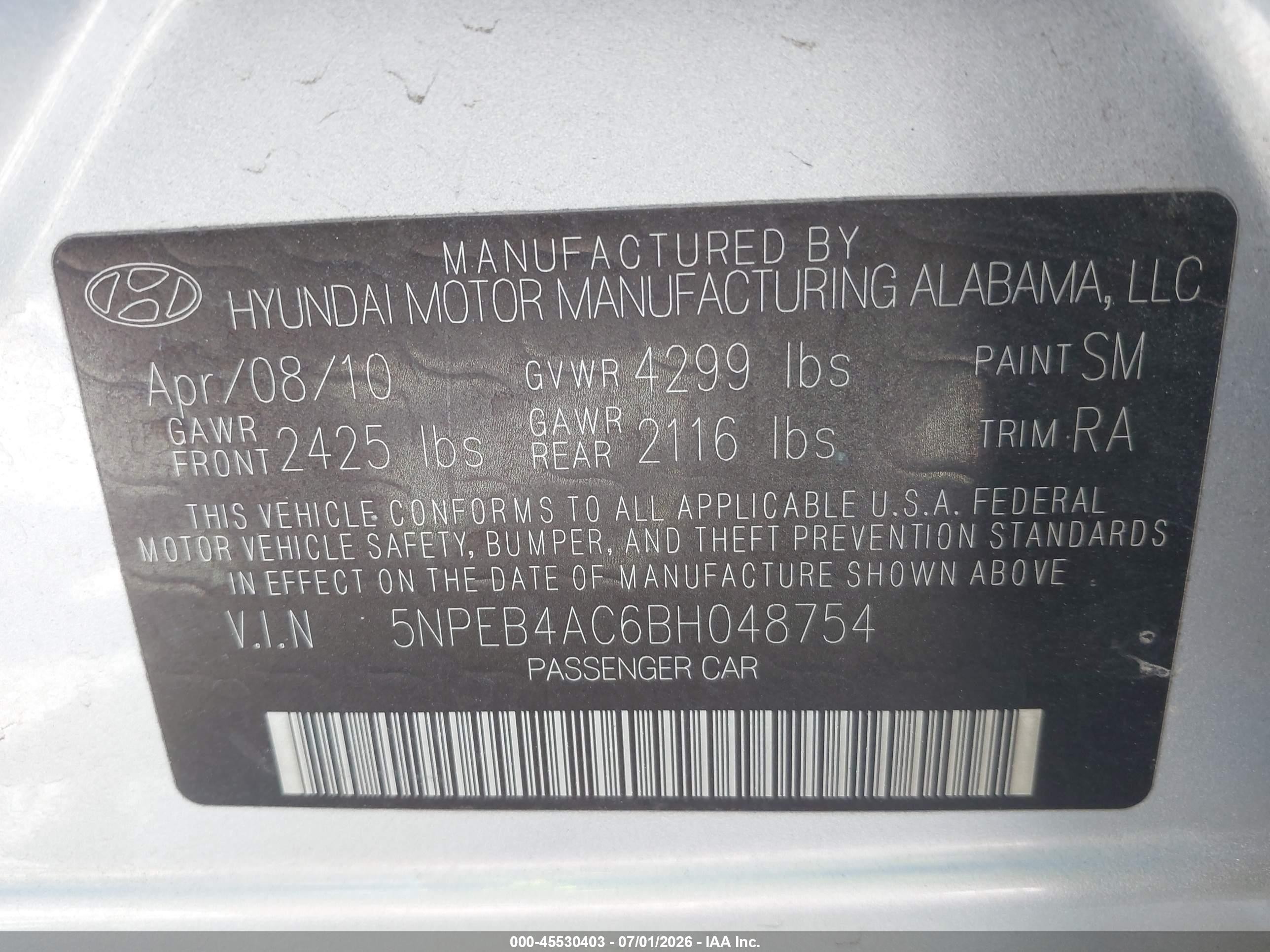 2011 Hyundai Sonata Gls Silver vin: 5NPEB4AC6BH048754
