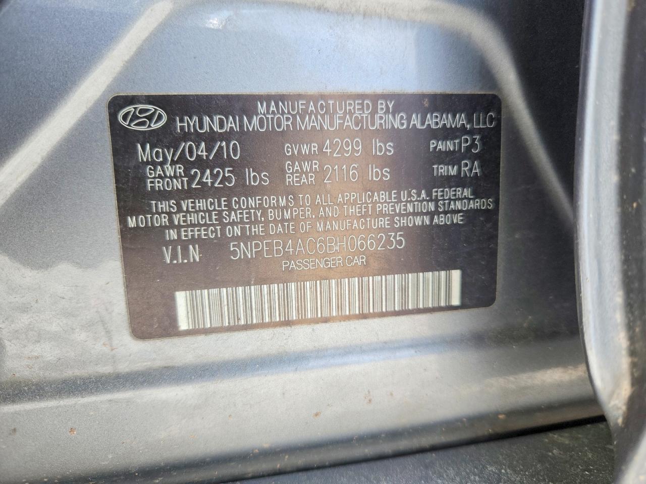 2011 Hyundai Sonata Gls Silver vin: 5NPEB4AC6BH066235
