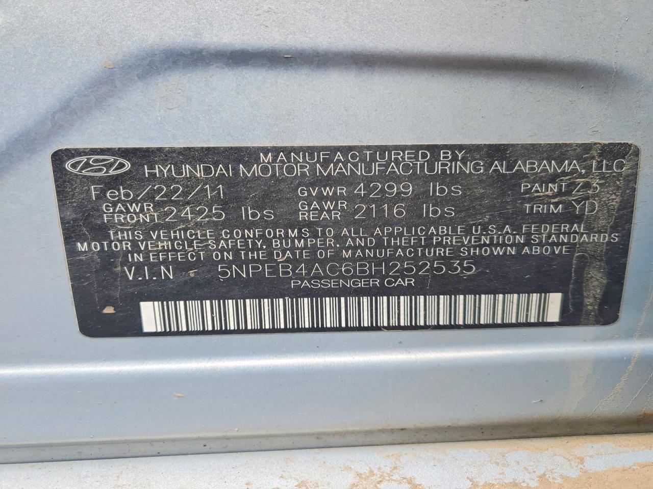 2011 Hyundai Sonata Gls Silver vin: 5NPEB4AC6BH252535