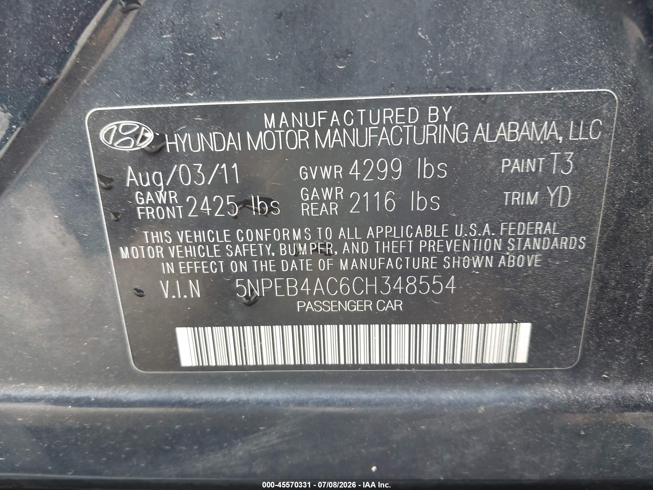2012 Hyundai Sonata Gls Blue vin: 5NPEB4AC6CH348554