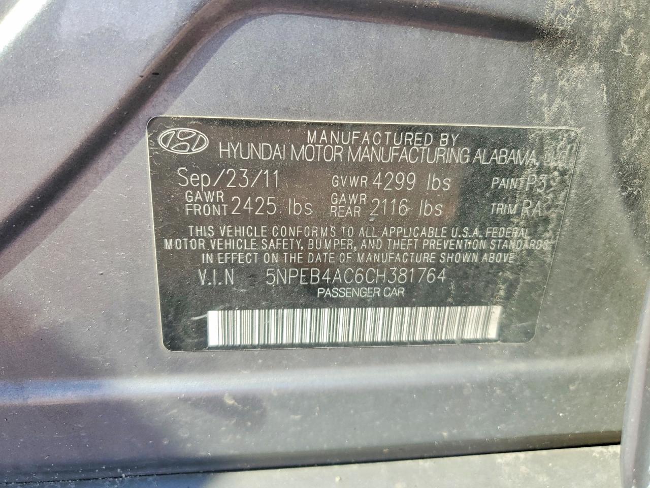 2012 Hyundai Sonata Gls Gray vin: 5NPEB4AC6CH381764