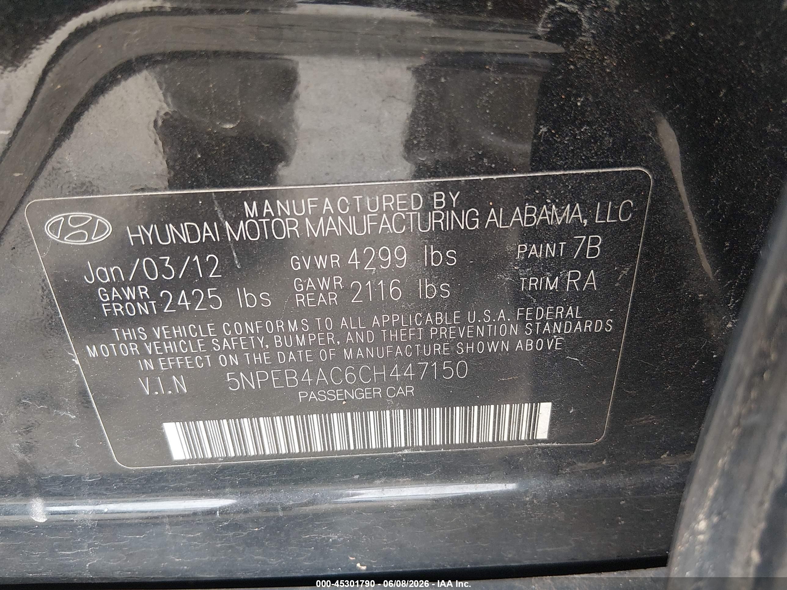 2012 Hyundai Sonata Gls Black vin: 5NPEB4AC6CH447150
