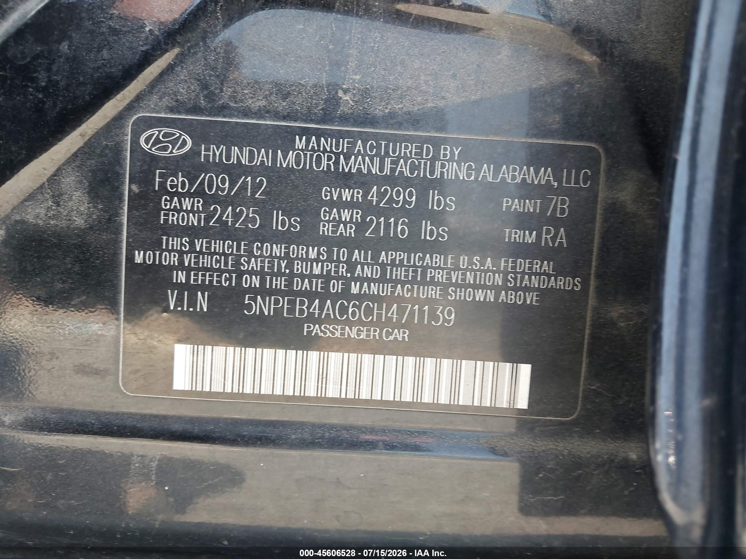 2012 Hyundai Sonata Gls Black vin: 5NPEB4AC6CH471139