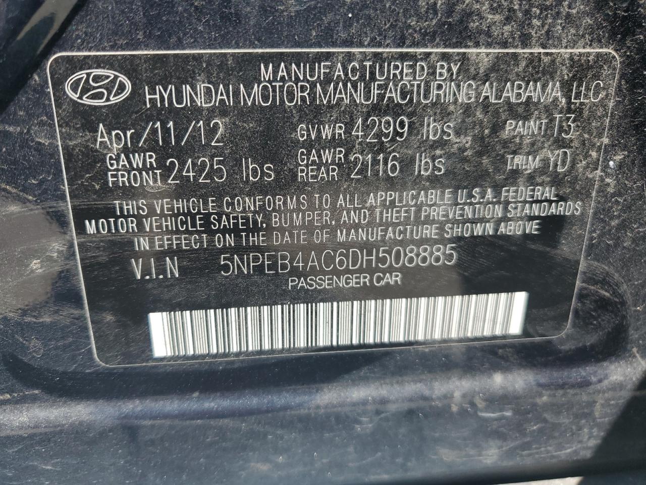 2013 Hyundai Sonata Gls Blue vin: 5NPEB4AC6DH508885