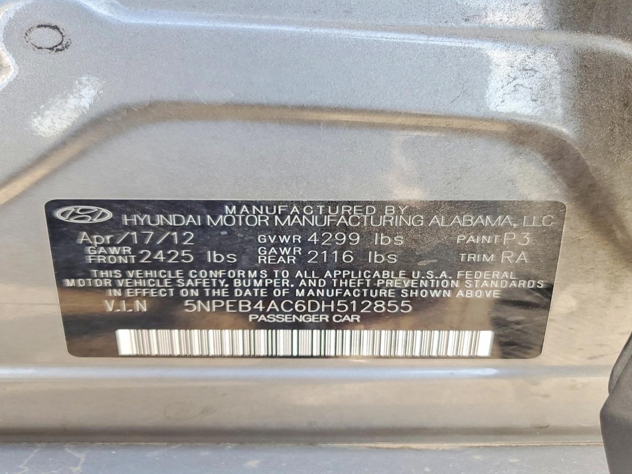 2013 Hyundai Sonata Gls Silver vin: 5NPEB4AC6DH512855