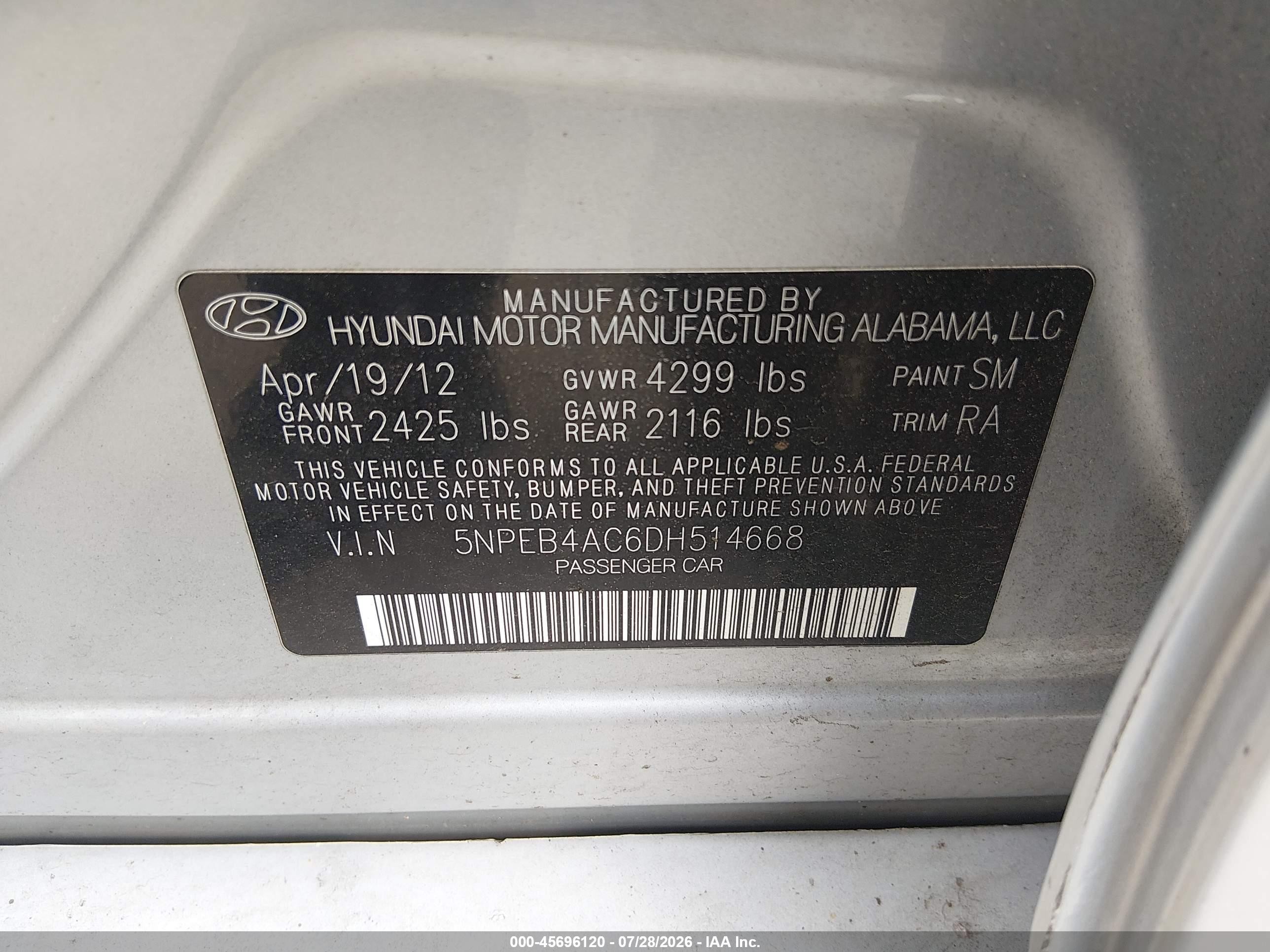 2013 Hyundai Sonata Gls Серебряный vin: 5NPEB4AC6DH514668