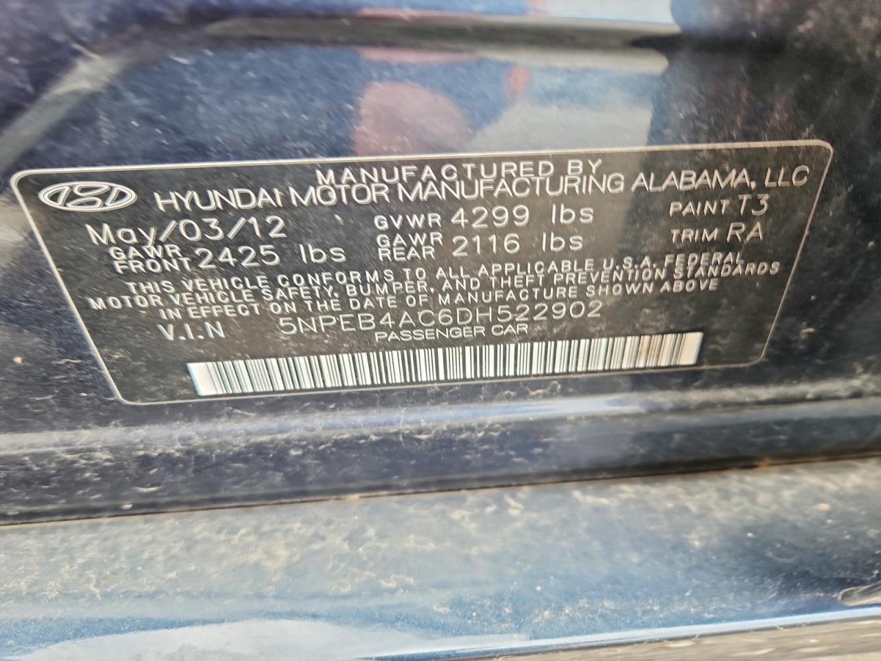 2013 Hyundai Sonata Gls Black vin: 5NPEB4AC6DH522902