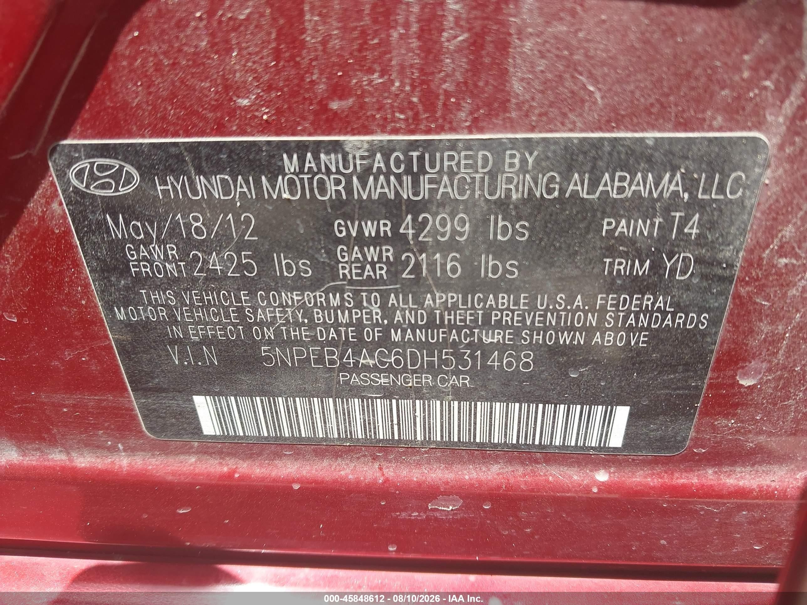 2013 Hyundai Sonata Gls Burgundy vin: 5NPEB4AC6DH531468