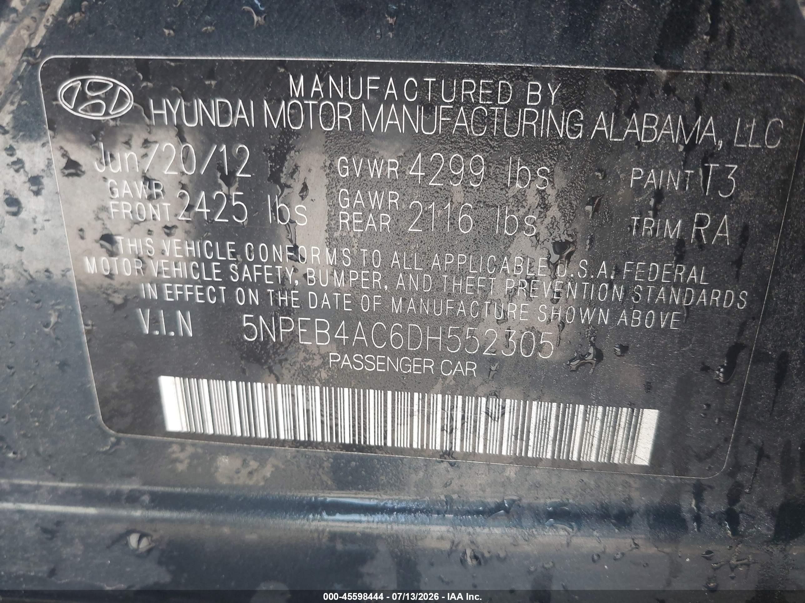 2013 Hyundai Sonata Gls Dark Blue vin: 5NPEB4AC6DH552305