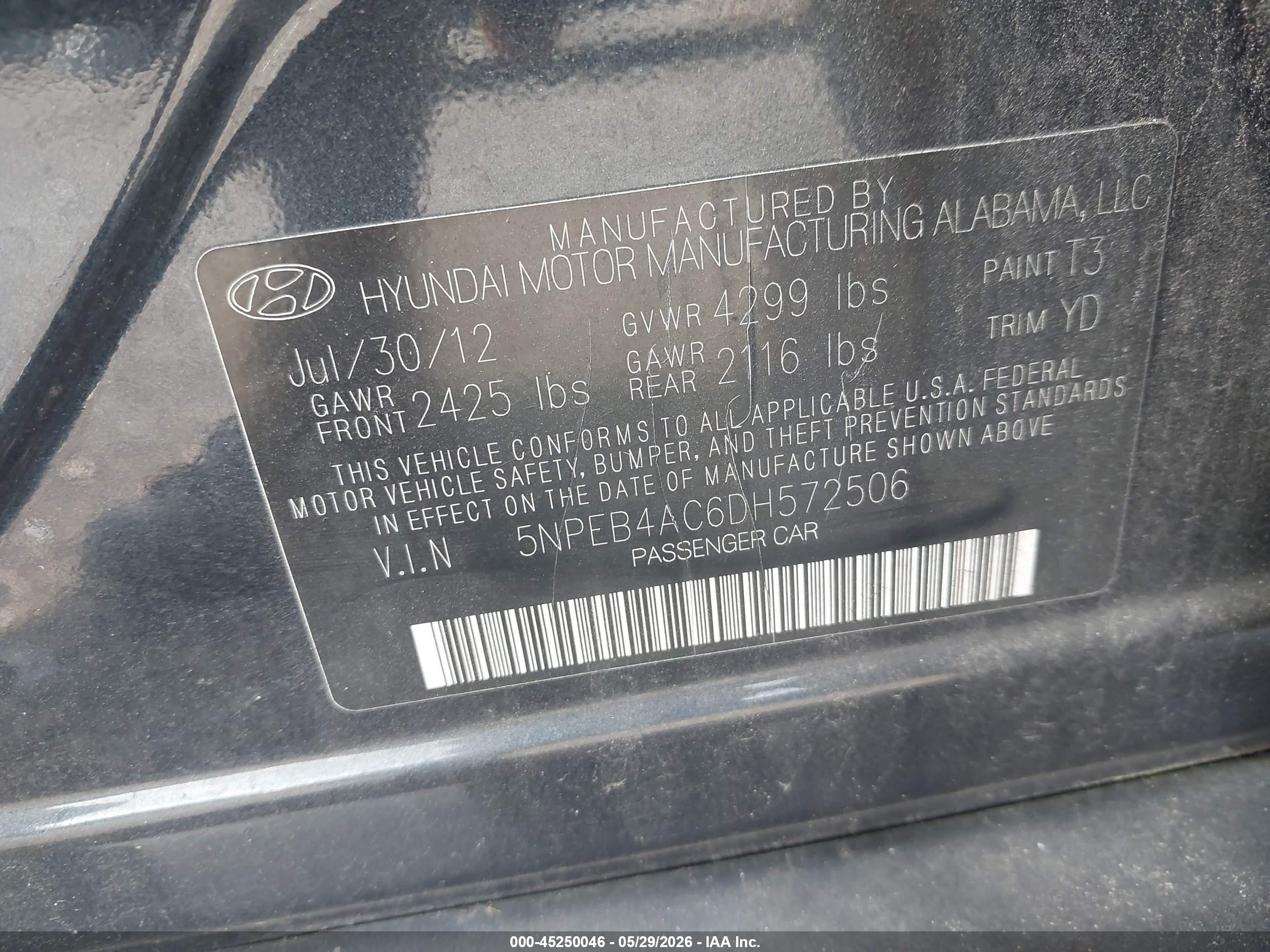 2013 Hyundai Sonata Gls Blue vin: 5NPEB4AC6DH572506