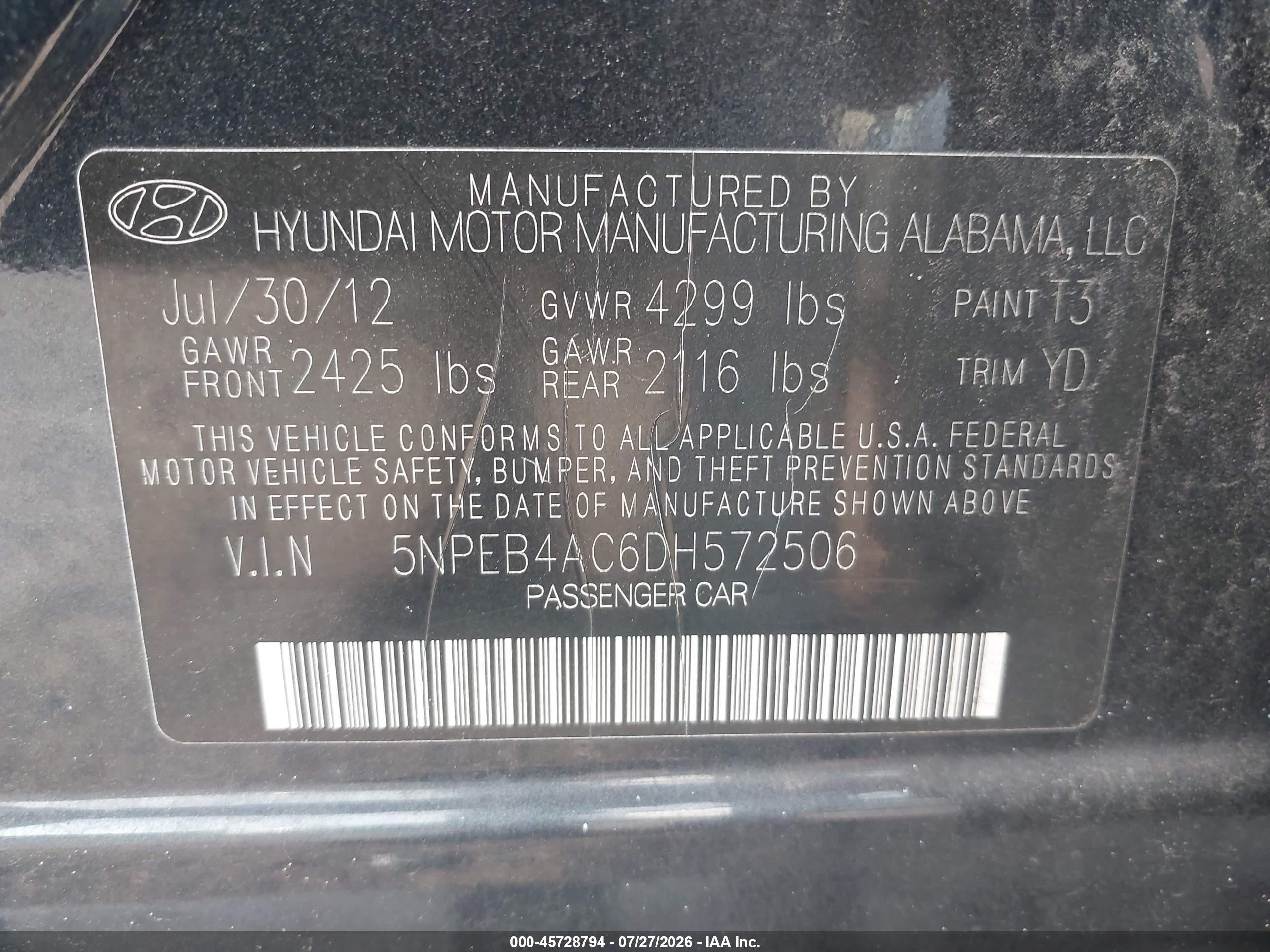2013 Hyundai Sonata Gls Black vin: 5NPEB4AC6DH572506