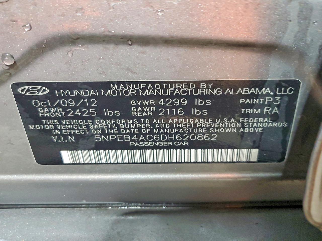 2013 Hyundai Sonata Gls Charcoal vin: 5NPEB4AC6DH620862