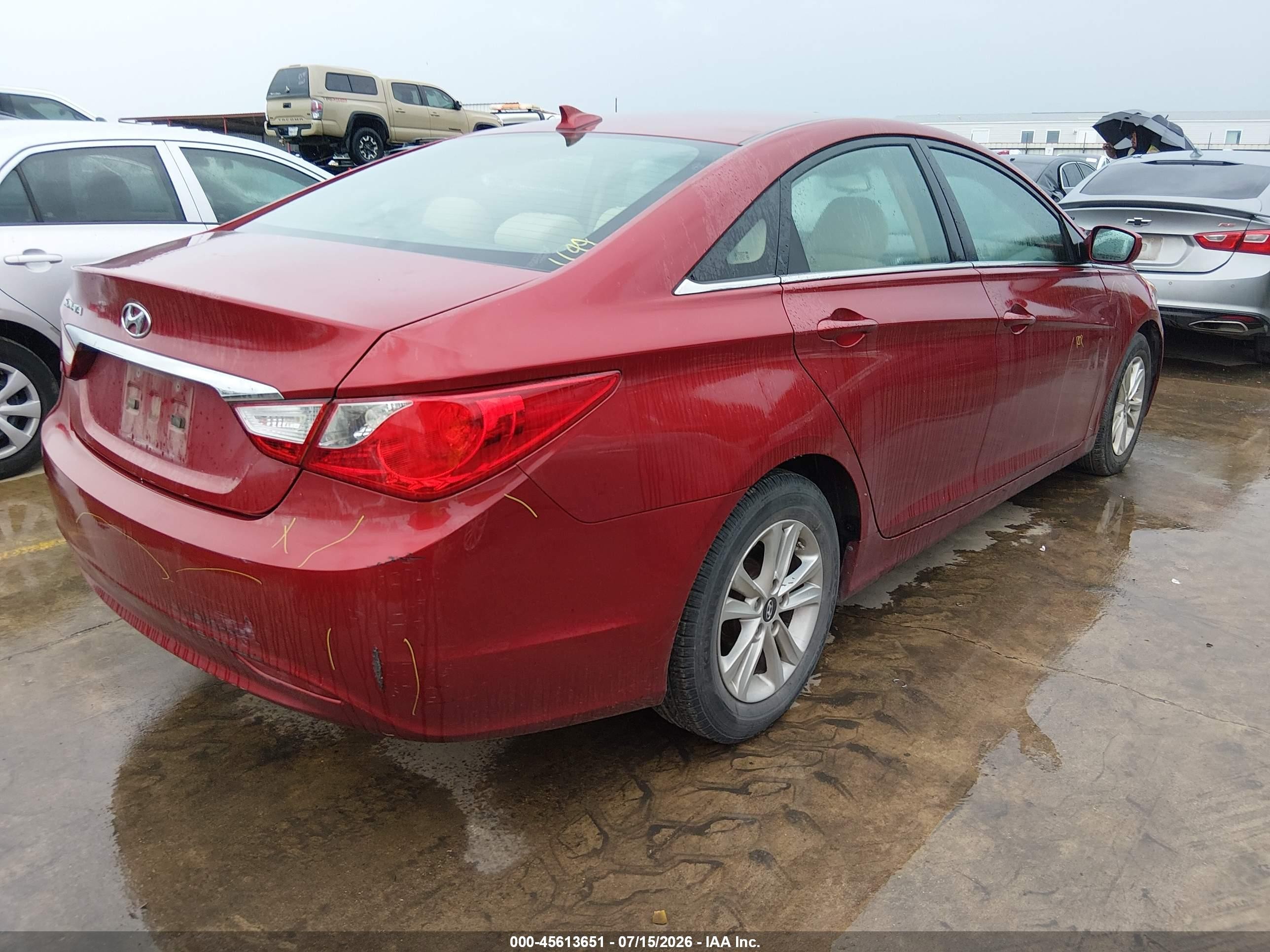 2013 Hyundai Sonata Gls Red vin: 5NPEB4AC6DH621199