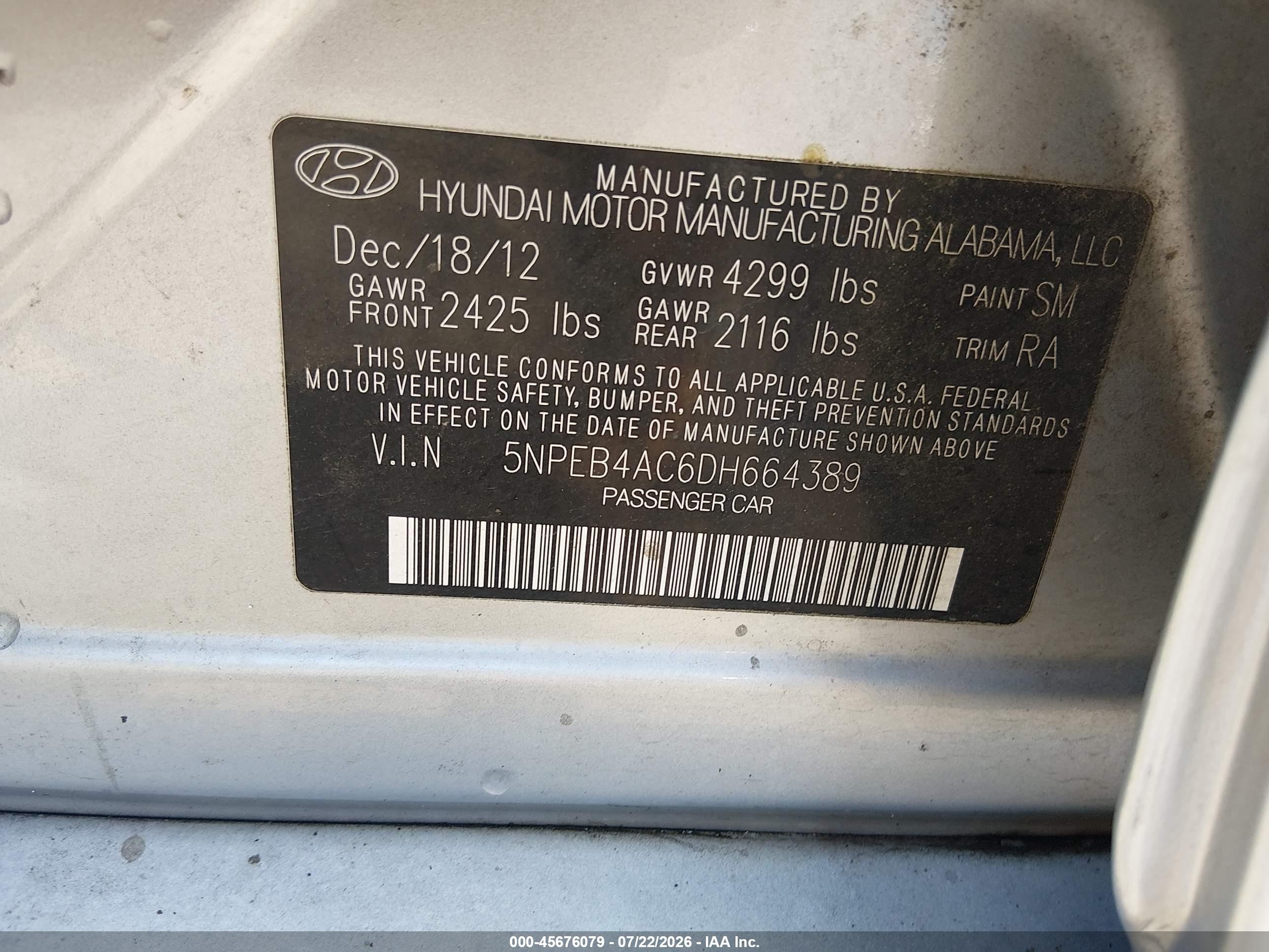 2013 Hyundai Sonata Gls Silver vin: 5NPEB4AC6DH664389