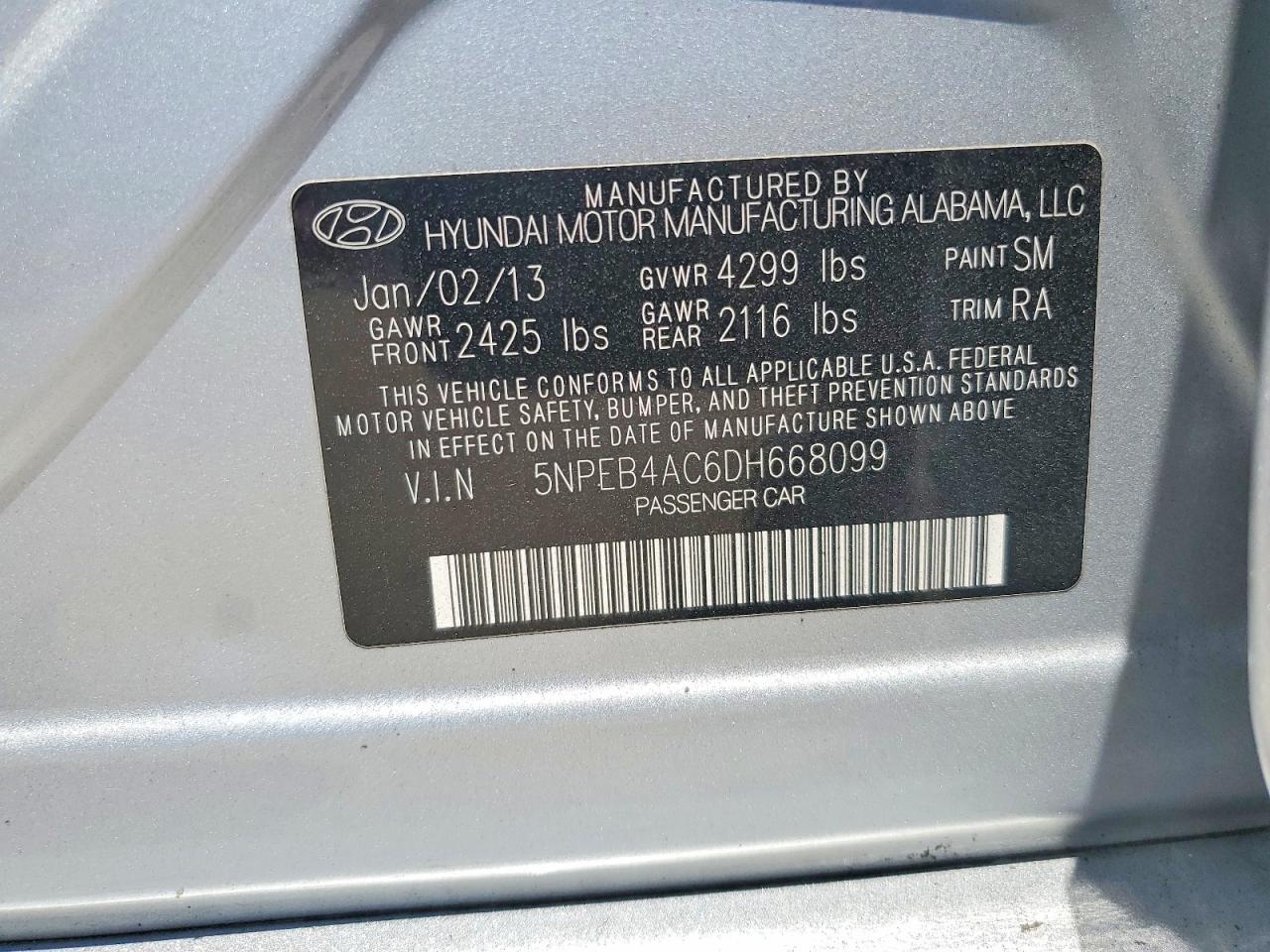 2013 Hyundai Sonata Gls Silver vin: 5NPEB4AC6DH668099