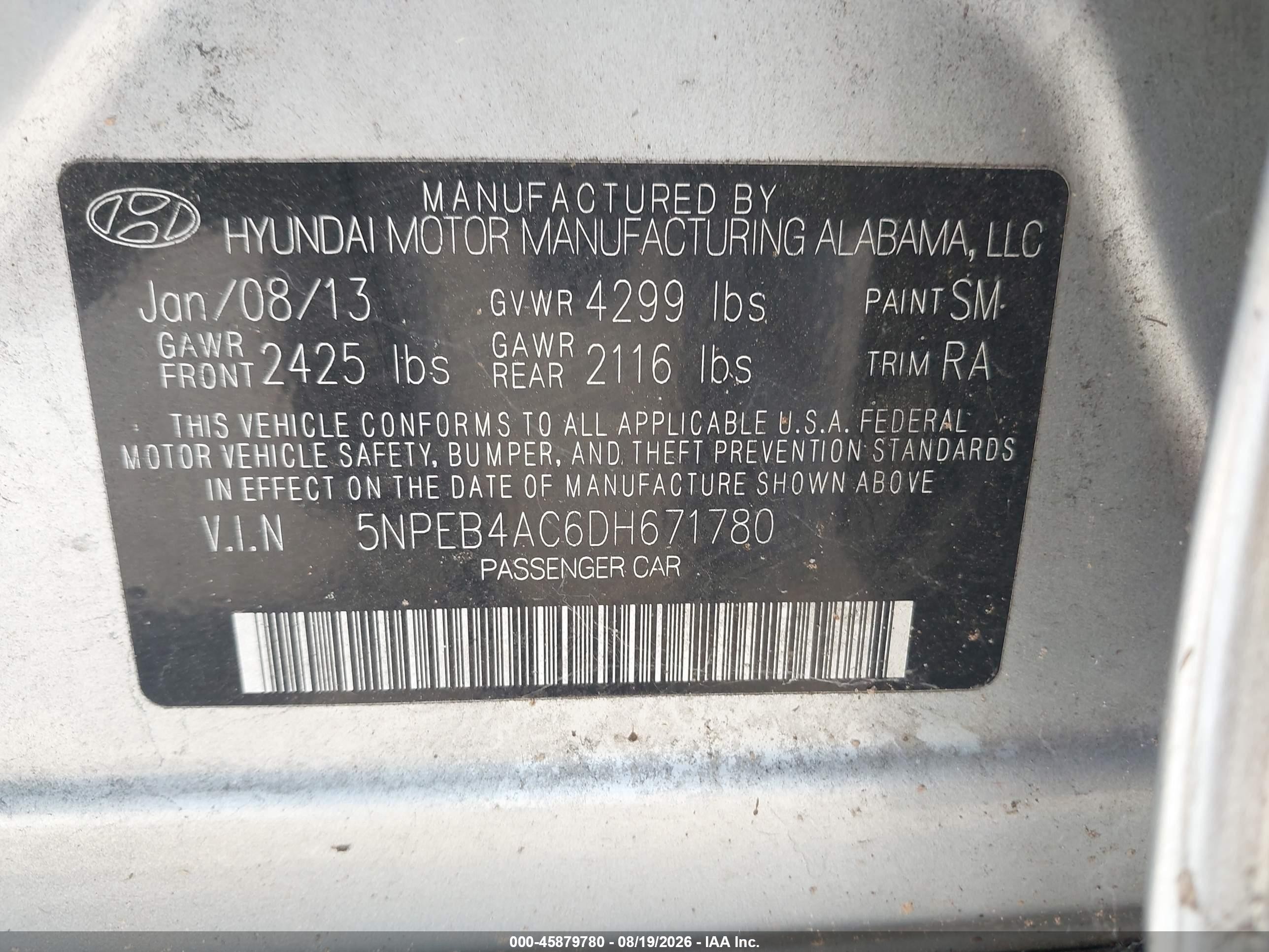 2013 Hyundai Sonata Gls Silver vin: 5NPEB4AC6DH671780