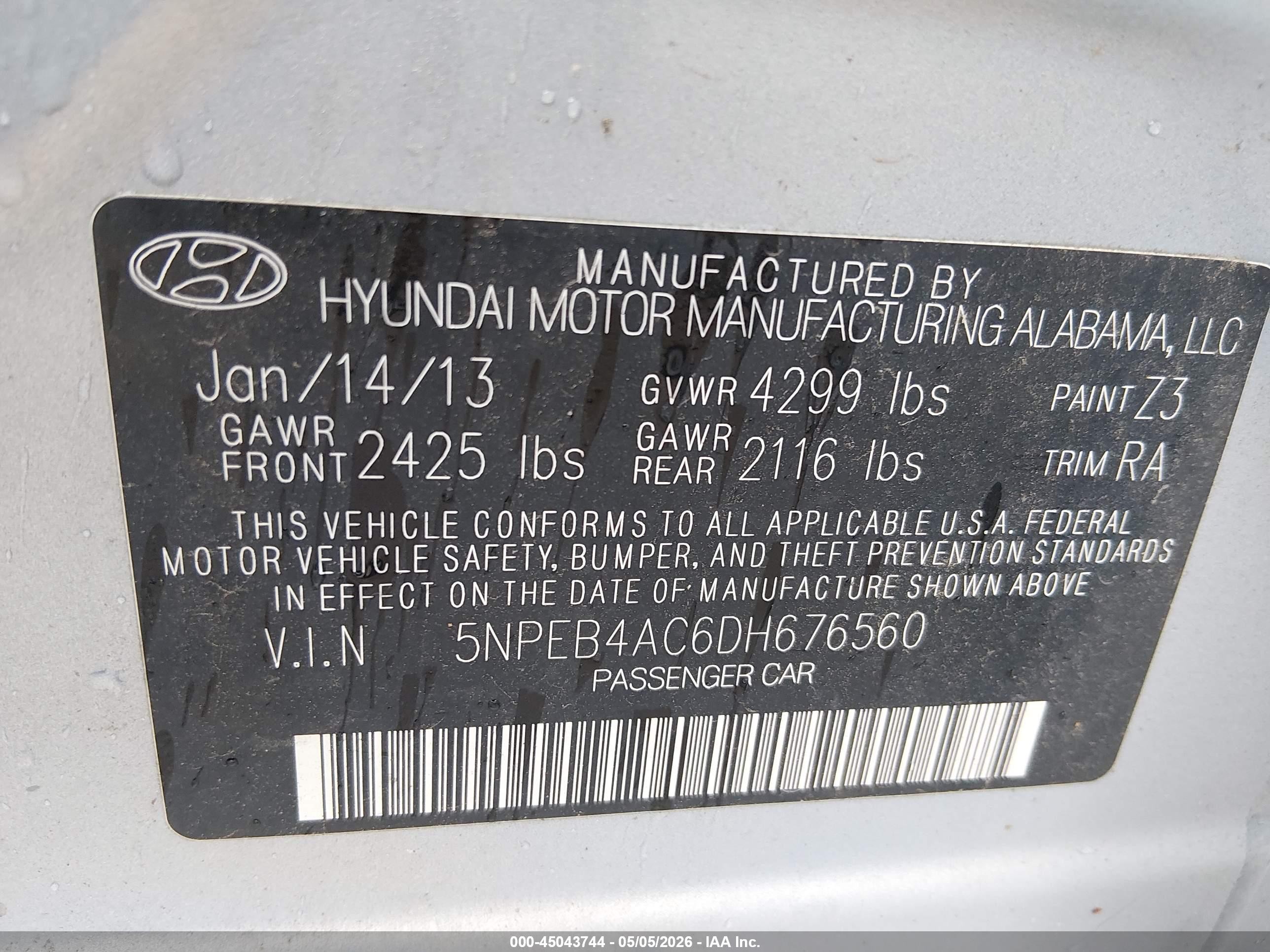 2013 Hyundai Sonata Gls Silver vin: 5NPEB4AC6DH676560