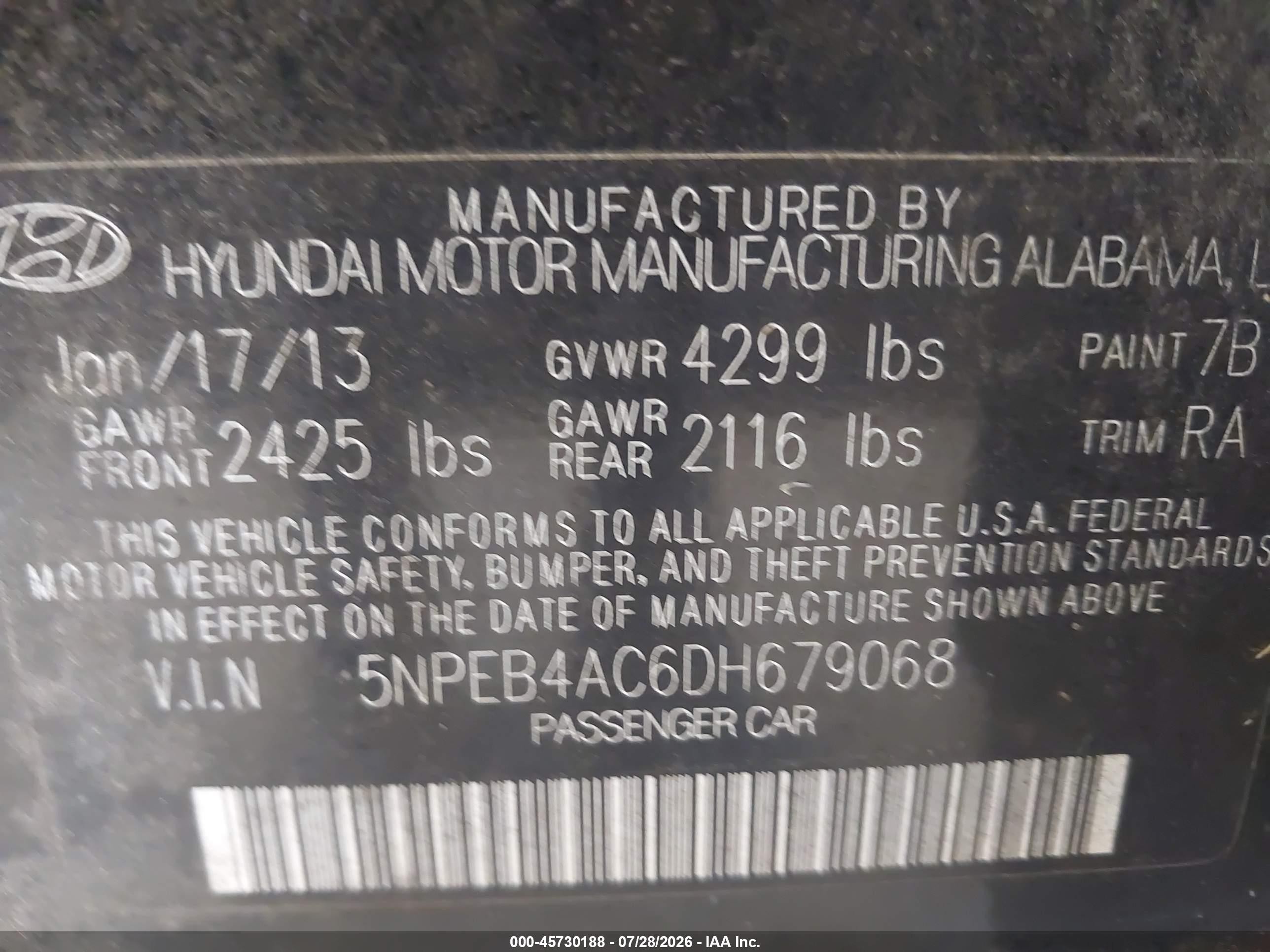 2013 Hyundai Sonata Gls Black vin: 5NPEB4AC6DH679068
