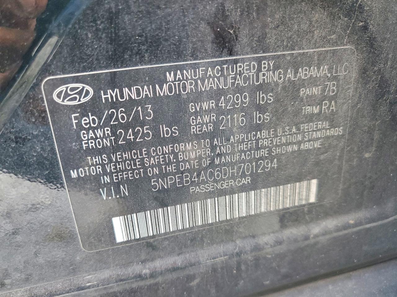 2013 Hyundai Sonata Gls Black vin: 5NPEB4AC6DH701294