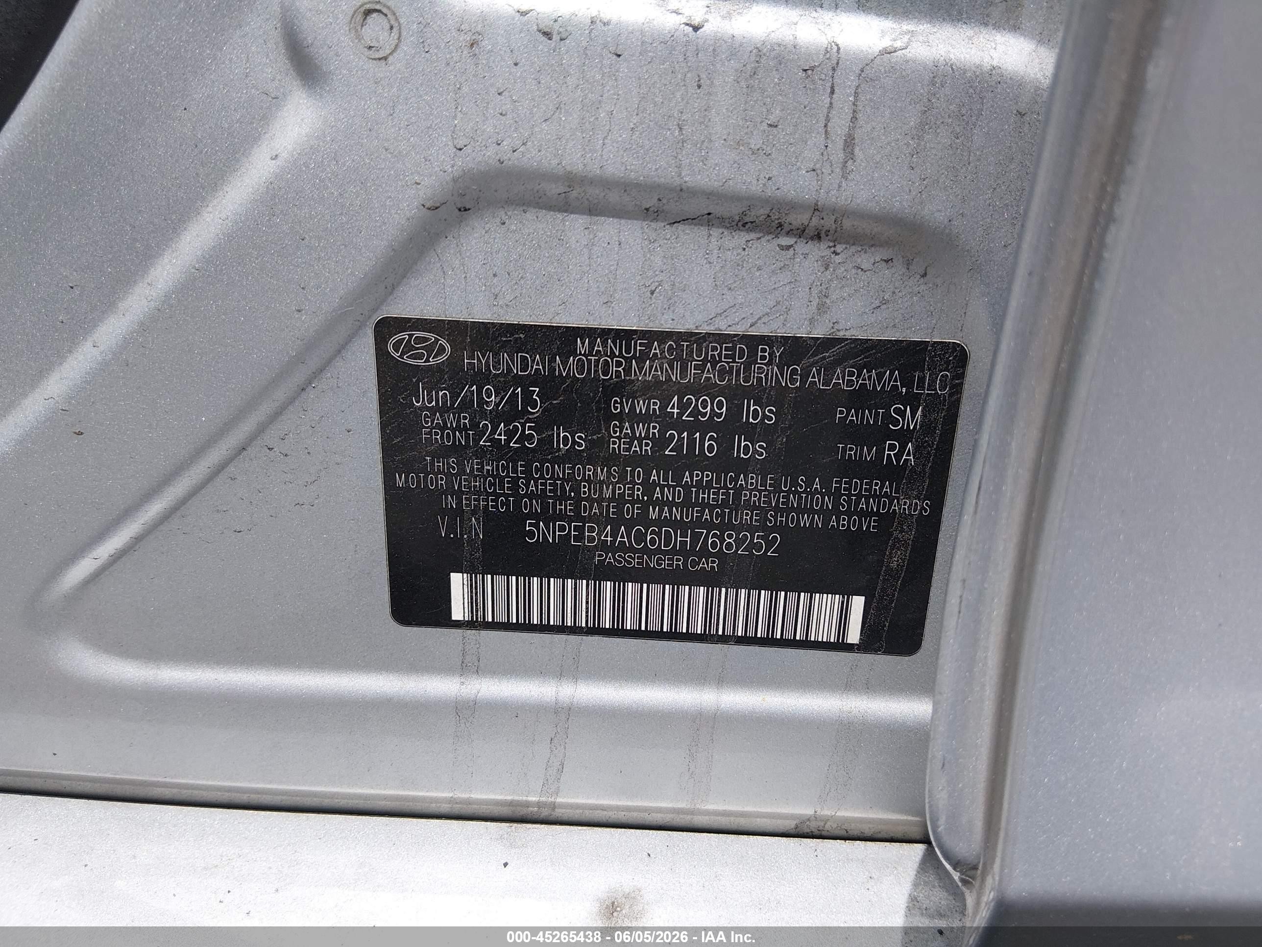 2013 Hyundai Sonata Gls Silver vin: 5NPEB4AC6DH768252