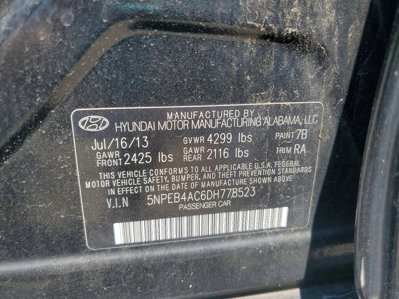 2013 Hyundai Sonata Gls Black vin: 5NPEB4AC6DH778523