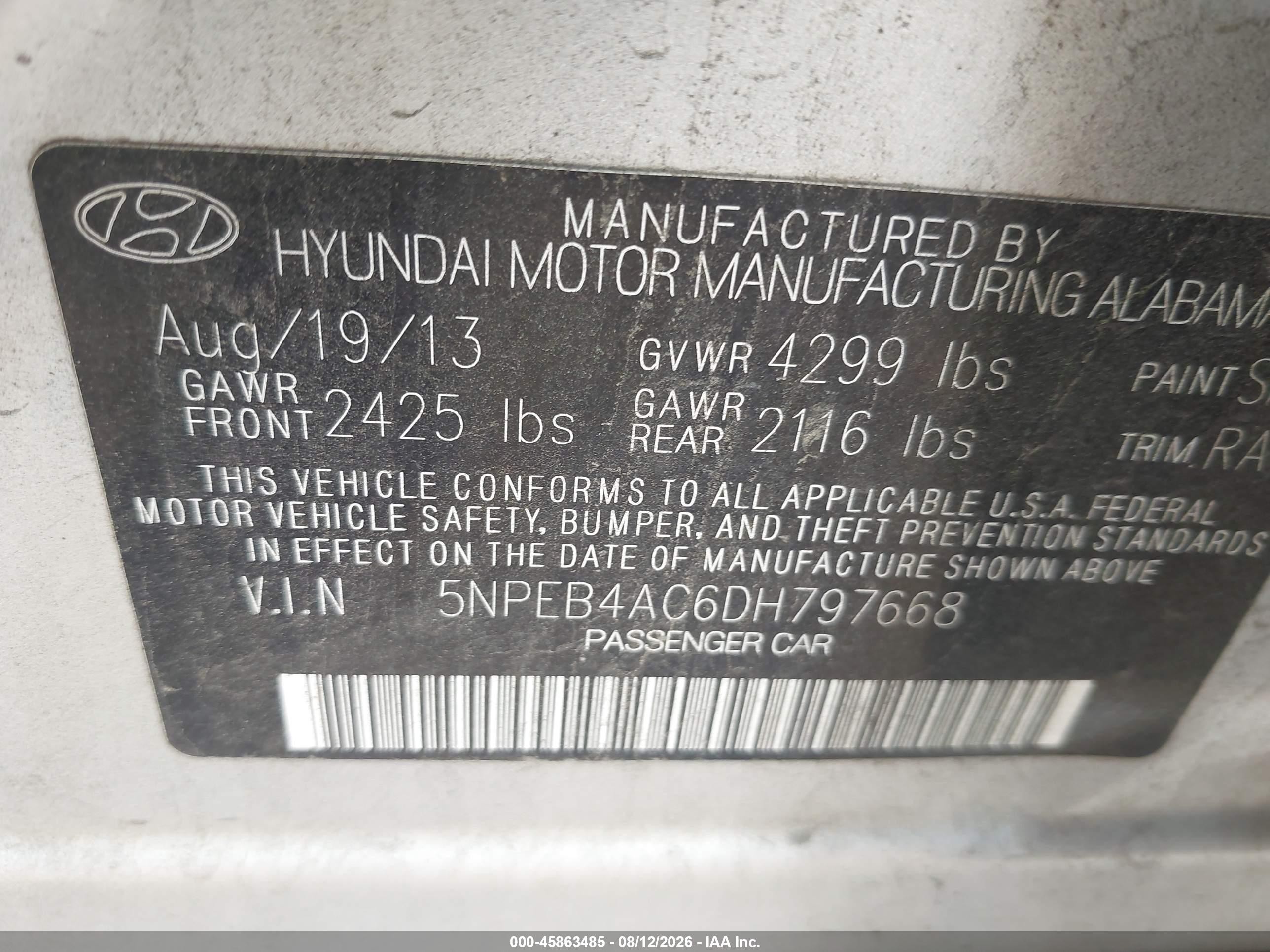 2013 Hyundai Sonata Gls Silver vin: 5NPEB4AC6DH797668