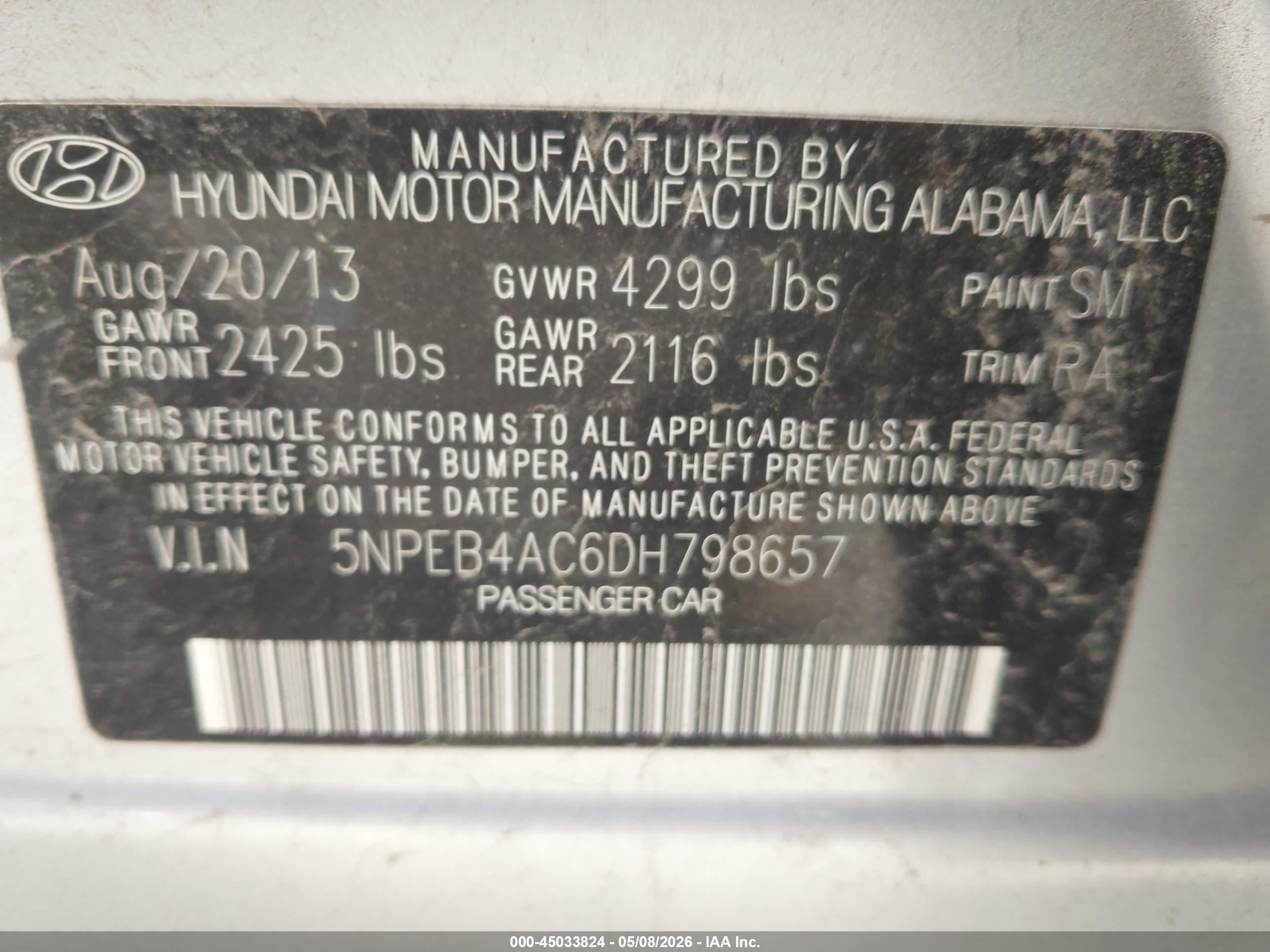 2013 Hyundai Sonata Gls Silver vin: 5NPEB4AC6DH798657