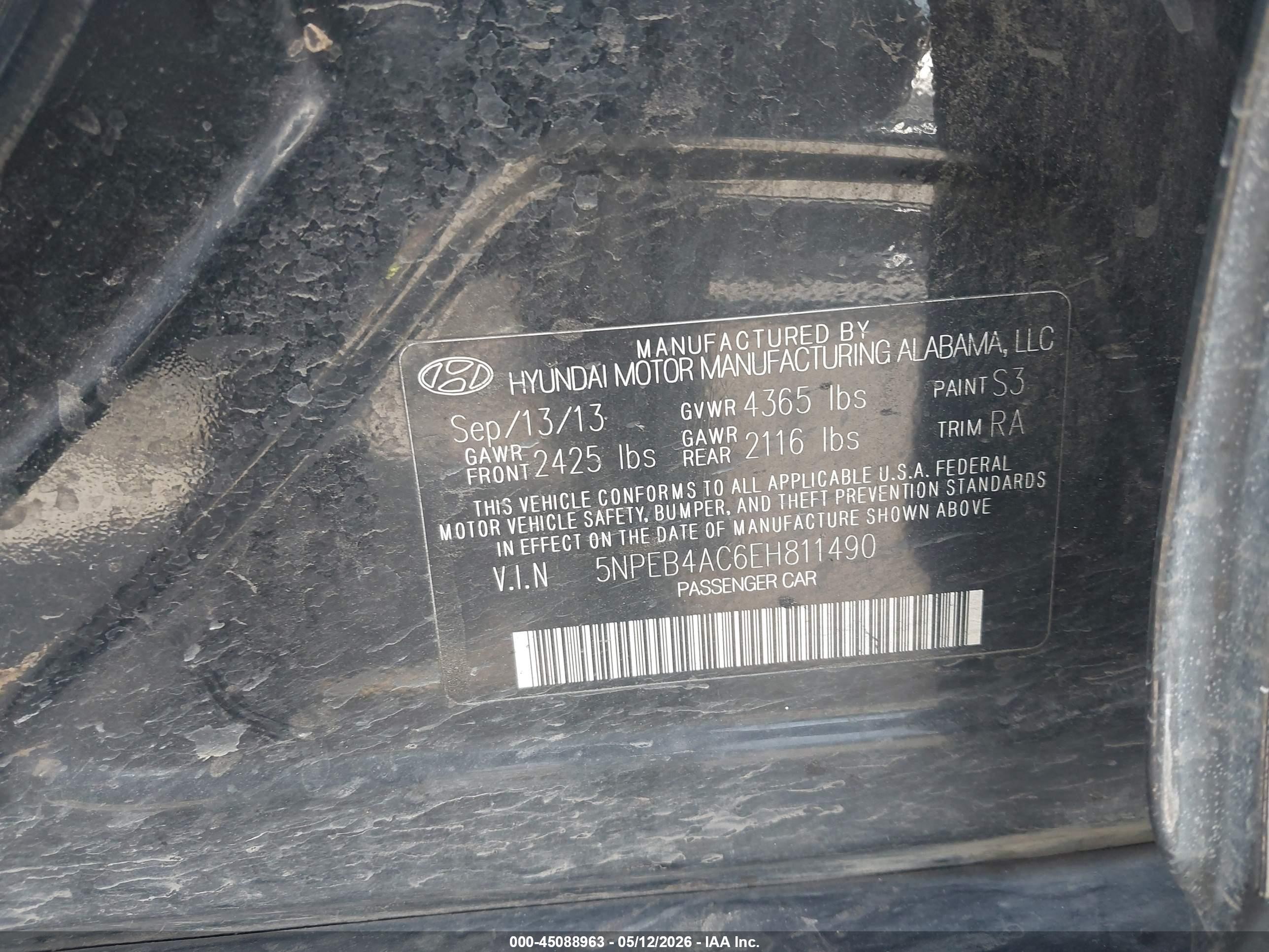 2014 Hyundai Sonata Gls Black vin: 5NPEB4AC6EH811490