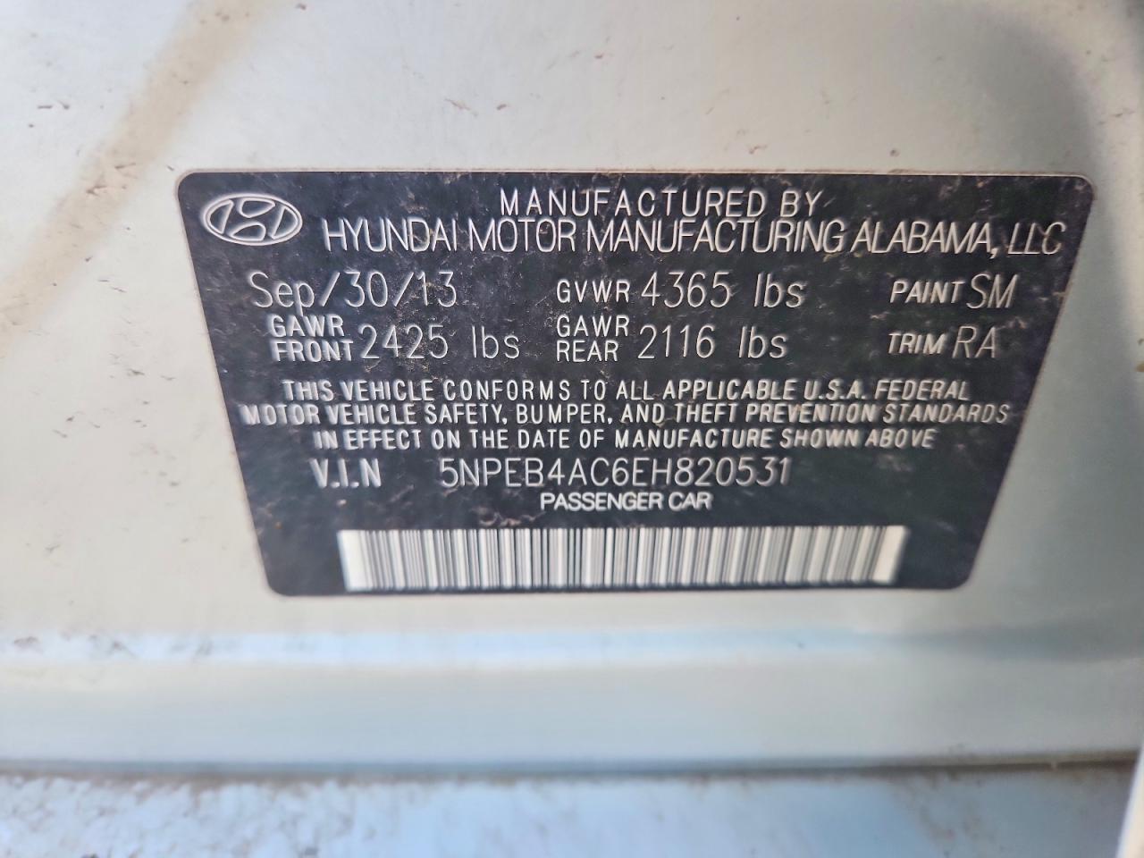 2014 Hyundai Sonata Gls Silver vin: 5NPEB4AC6EH820531