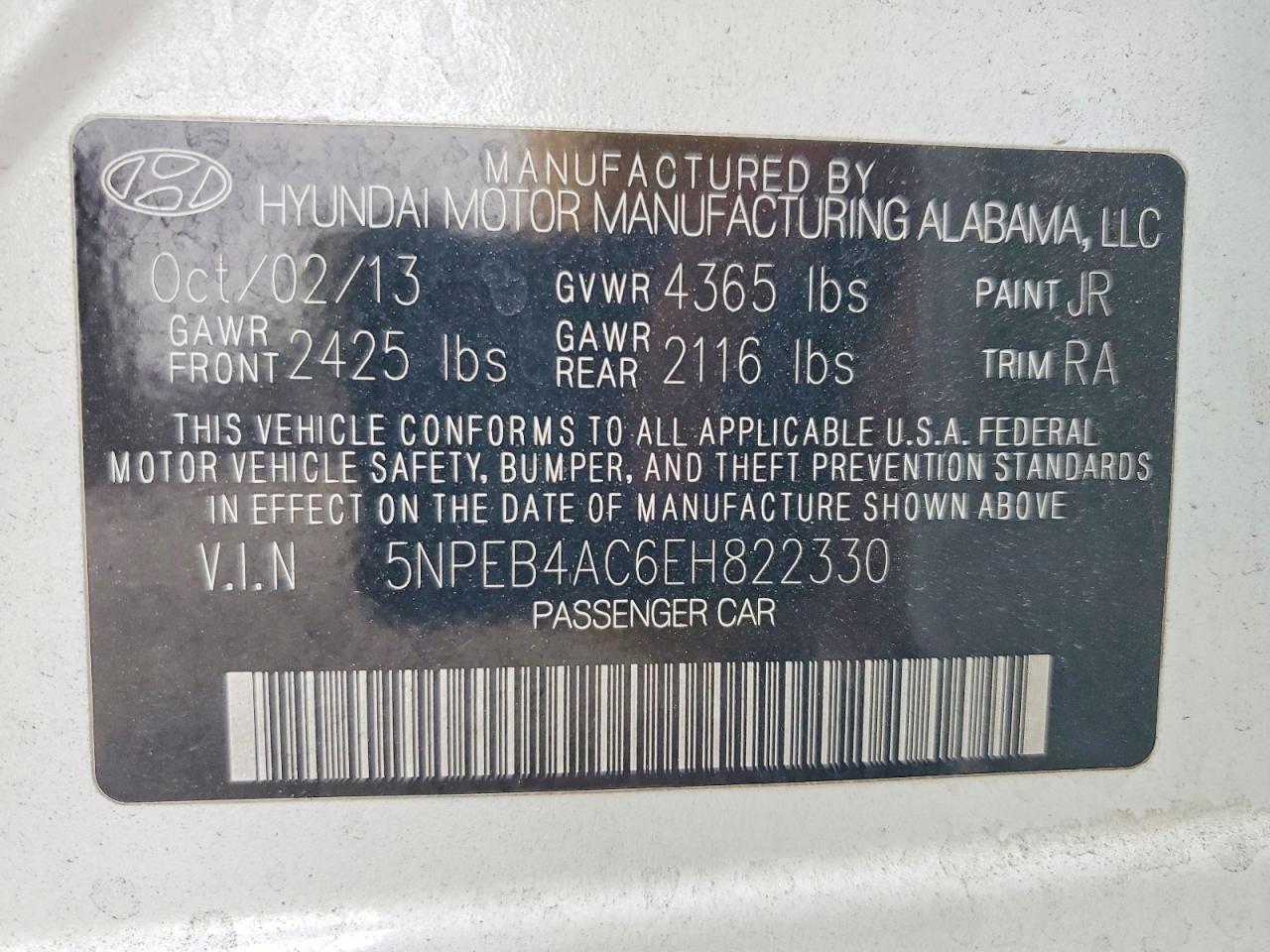 2014 Hyundai Sonata Gls White vin: 5NPEB4AC6EH822330