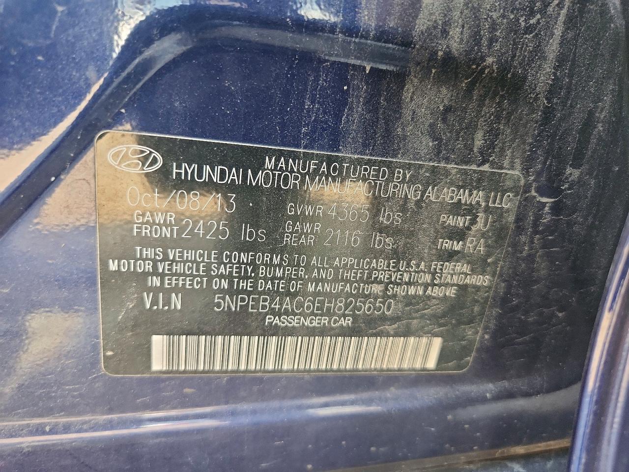 2014 Hyundai Sonata Gls Blue vin: 5NPEB4AC6EH825650