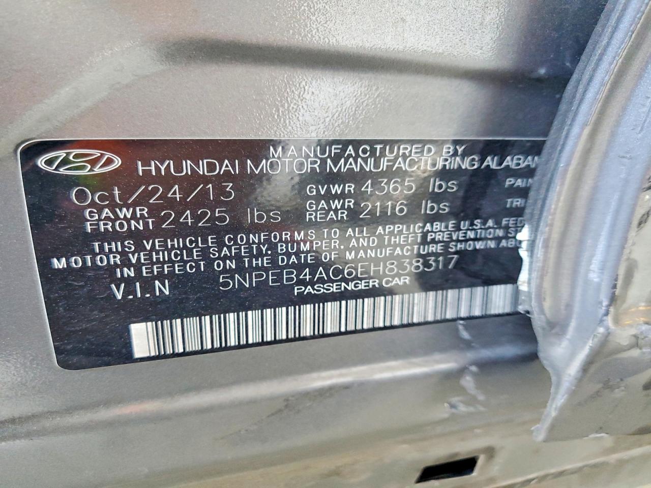 2014 Hyundai Sonata Gls Gray vin: 5NPEB4AC6EH838317