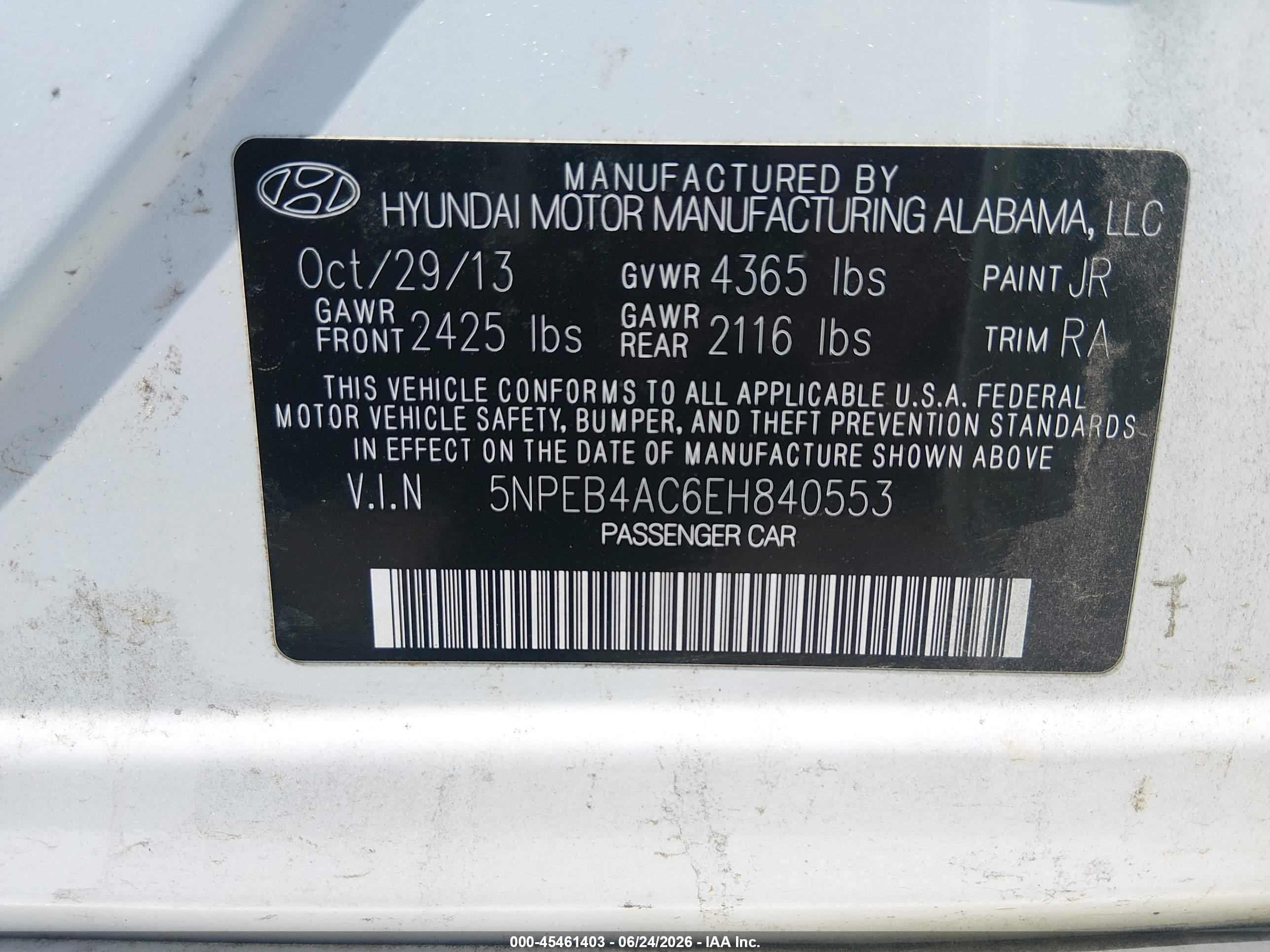 2014 Hyundai Sonata Gls White vin: 5NPEB4AC6EH840553