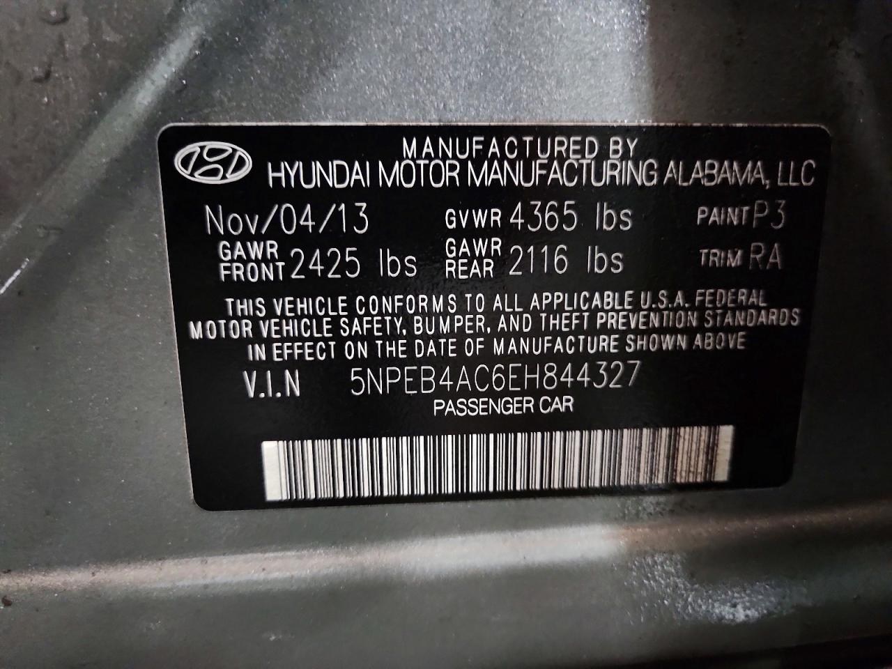 2014 Hyundai Sonata Gls Gray vin: 5NPEB4AC6EH844327