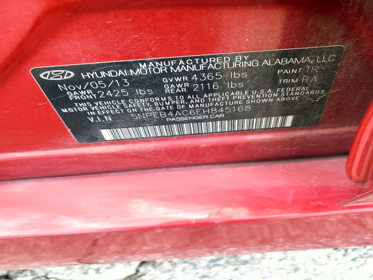 2014 Hyundai Sonata Gls Red vin: 5NPEB4AC6EH845168