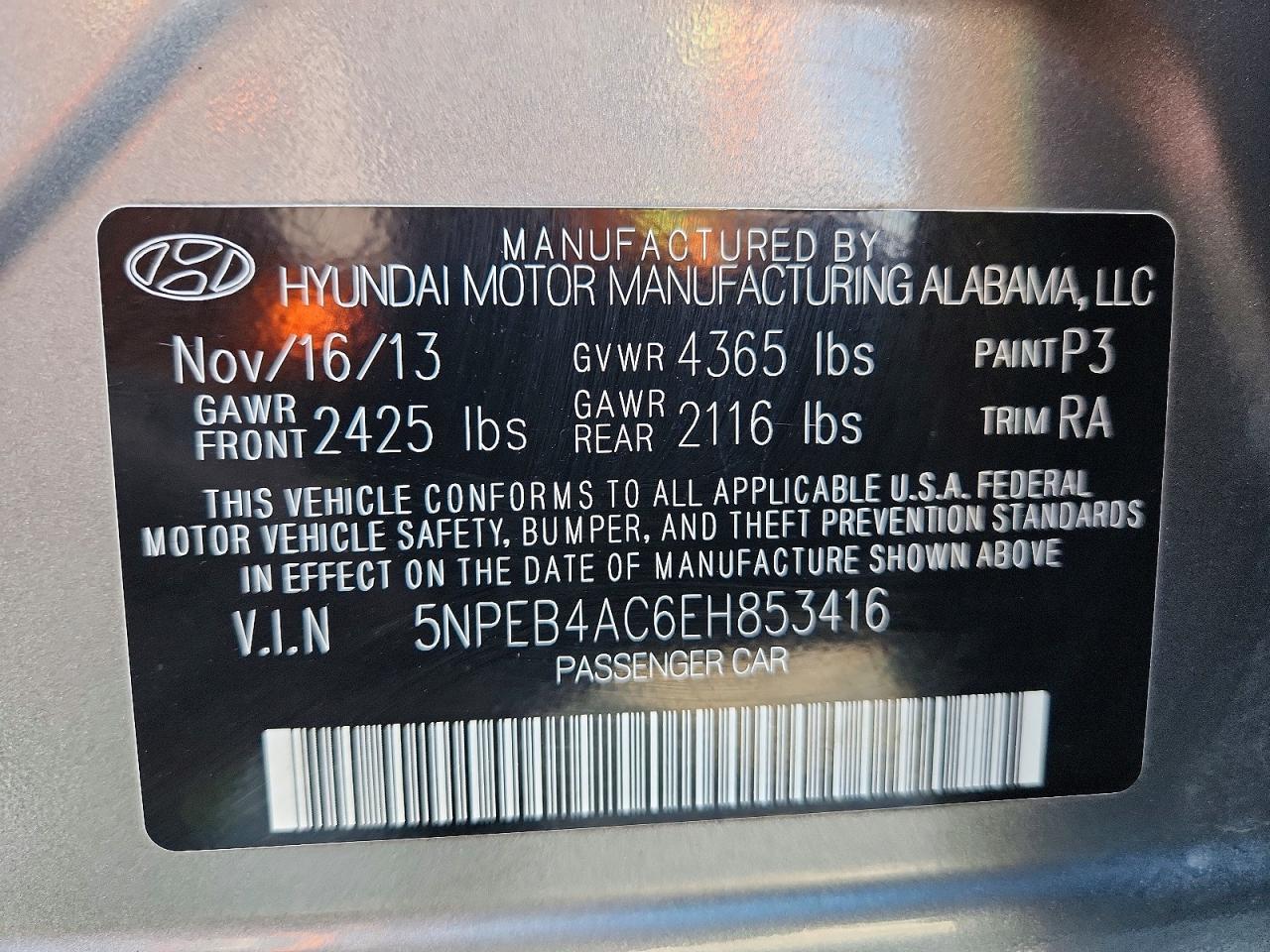 2014 Hyundai Sonata Gls Charcoal vin: 5NPEB4AC6EH853416