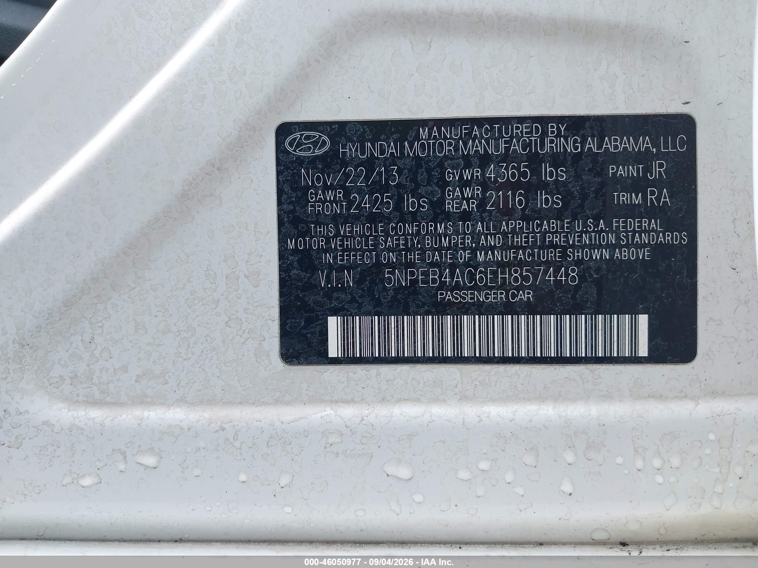 2014 Hyundai Sonata Gls White vin: 5NPEB4AC6EH857448