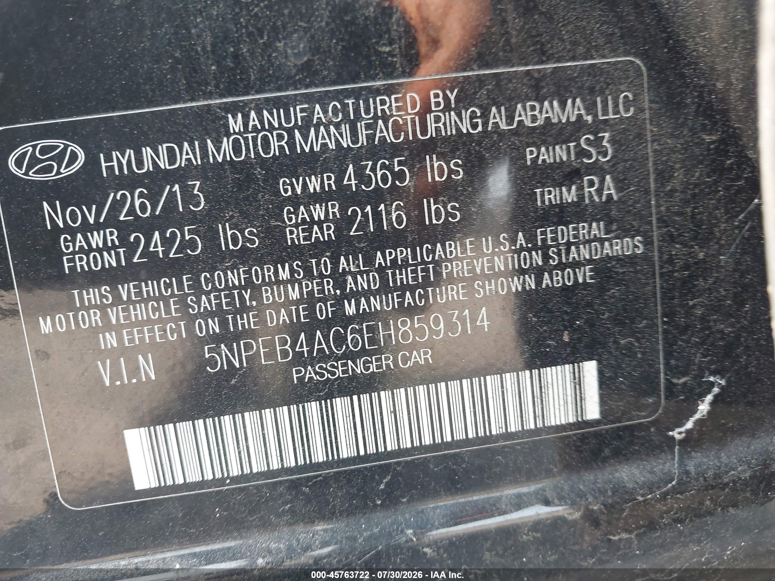 2014 Hyundai Sonata Gls Черный vin: 5NPEB4AC6EH859314