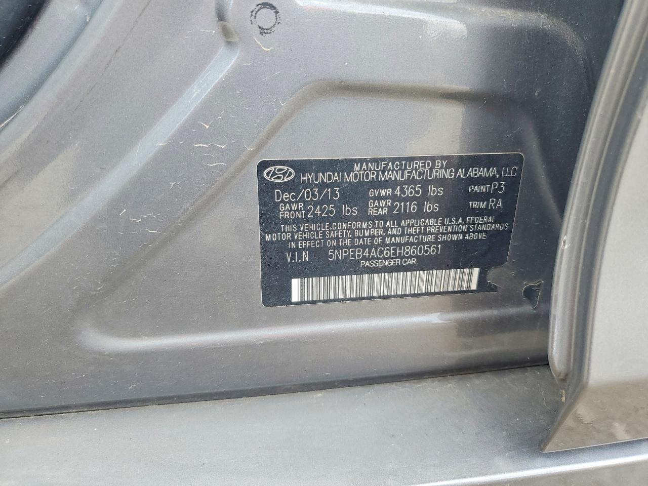 2014 Hyundai Sonata Gls Серый vin: 5NPEB4AC6EH860561