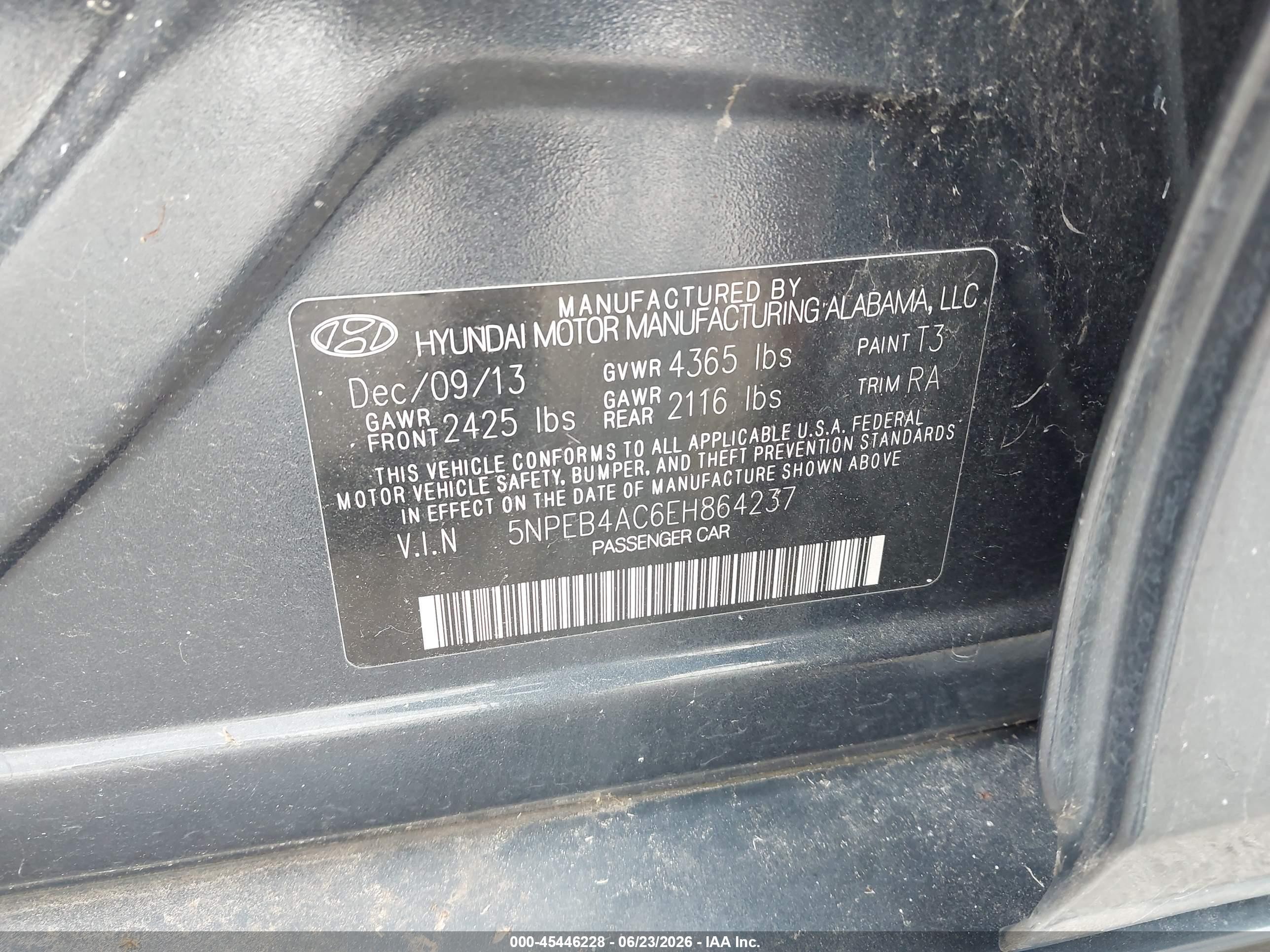2014 Hyundai Sonata Gls Blue vin: 5NPEB4AC6EH864237