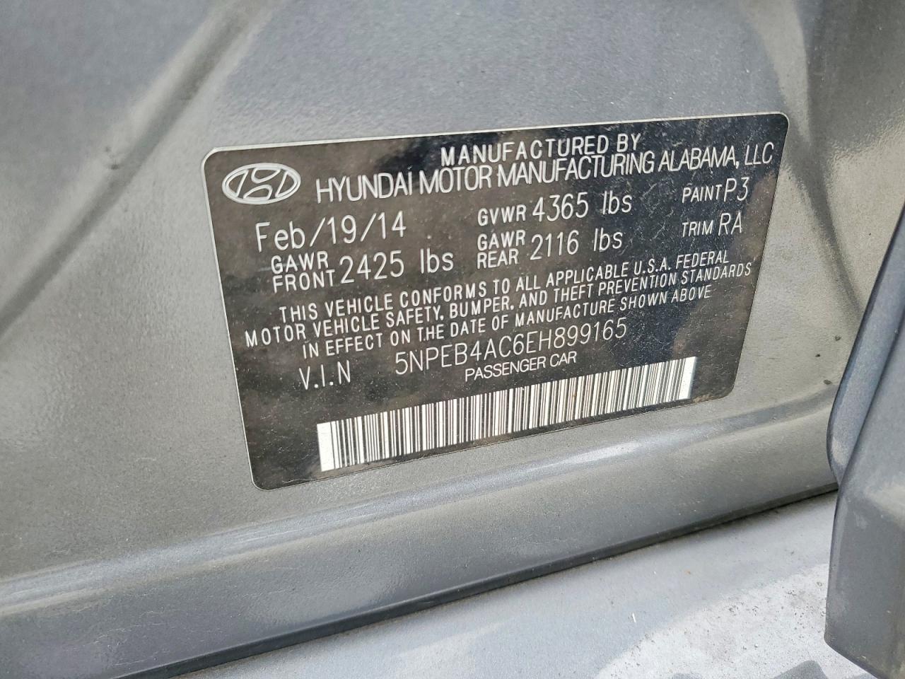 2014 Hyundai Sonata Gls Gray vin: 5NPEB4AC6EH899165