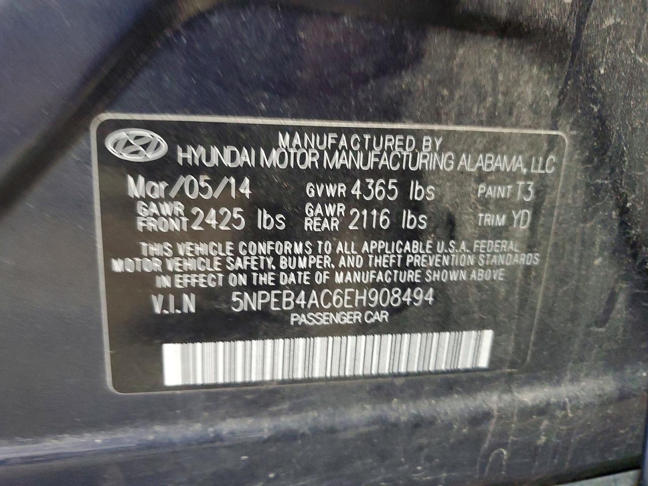 2014 Hyundai Sonata Gls Black vin: 5NPEB4AC6EH908494