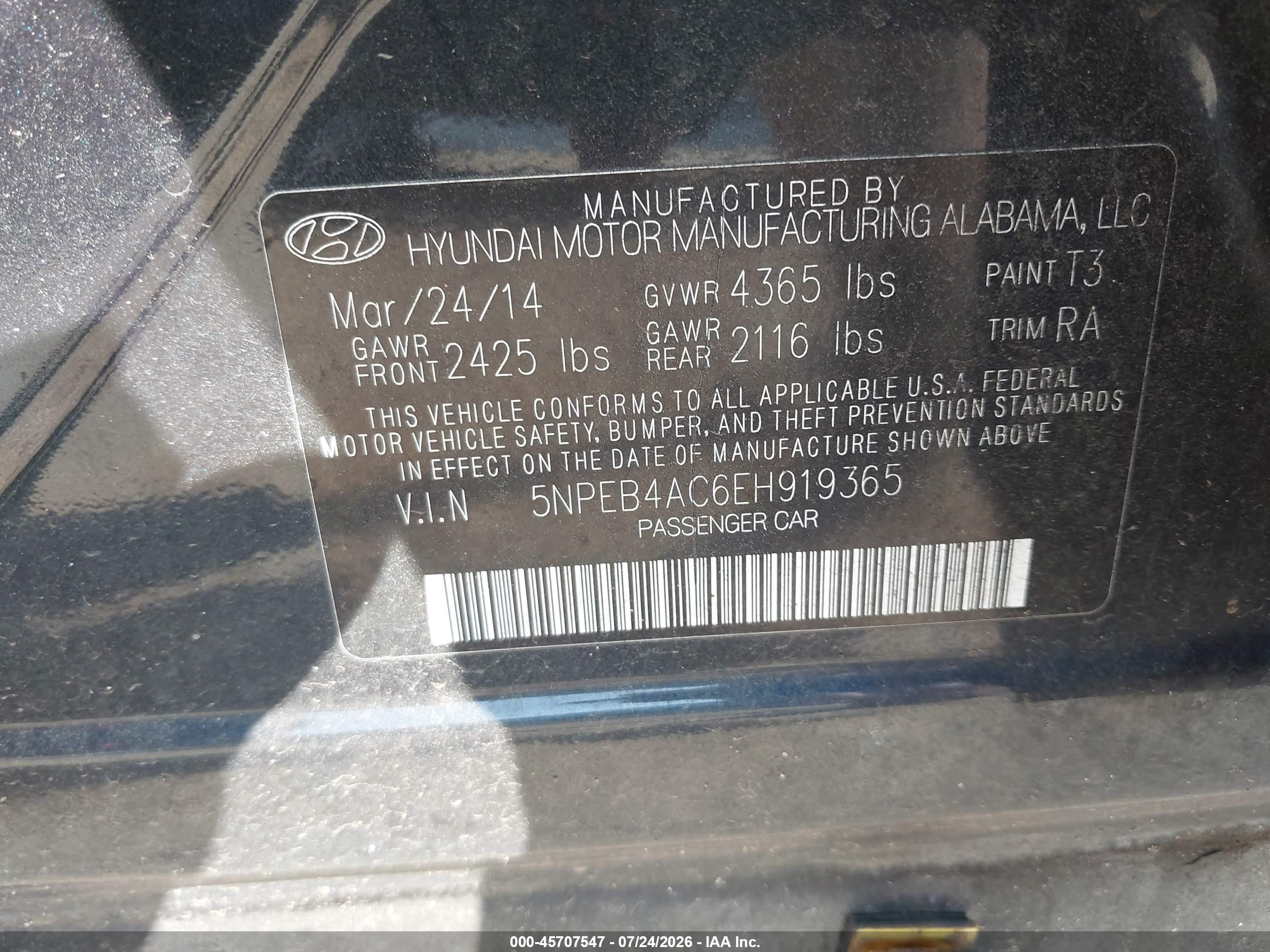 2014 Hyundai Sonata Gls Black vin: 5NPEB4AC6EH919365