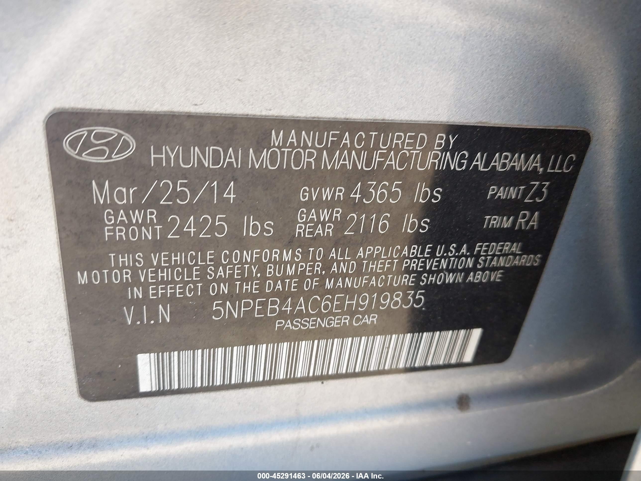 2014 Hyundai Sonata Gls Silver vin: 5NPEB4AC6EH919835