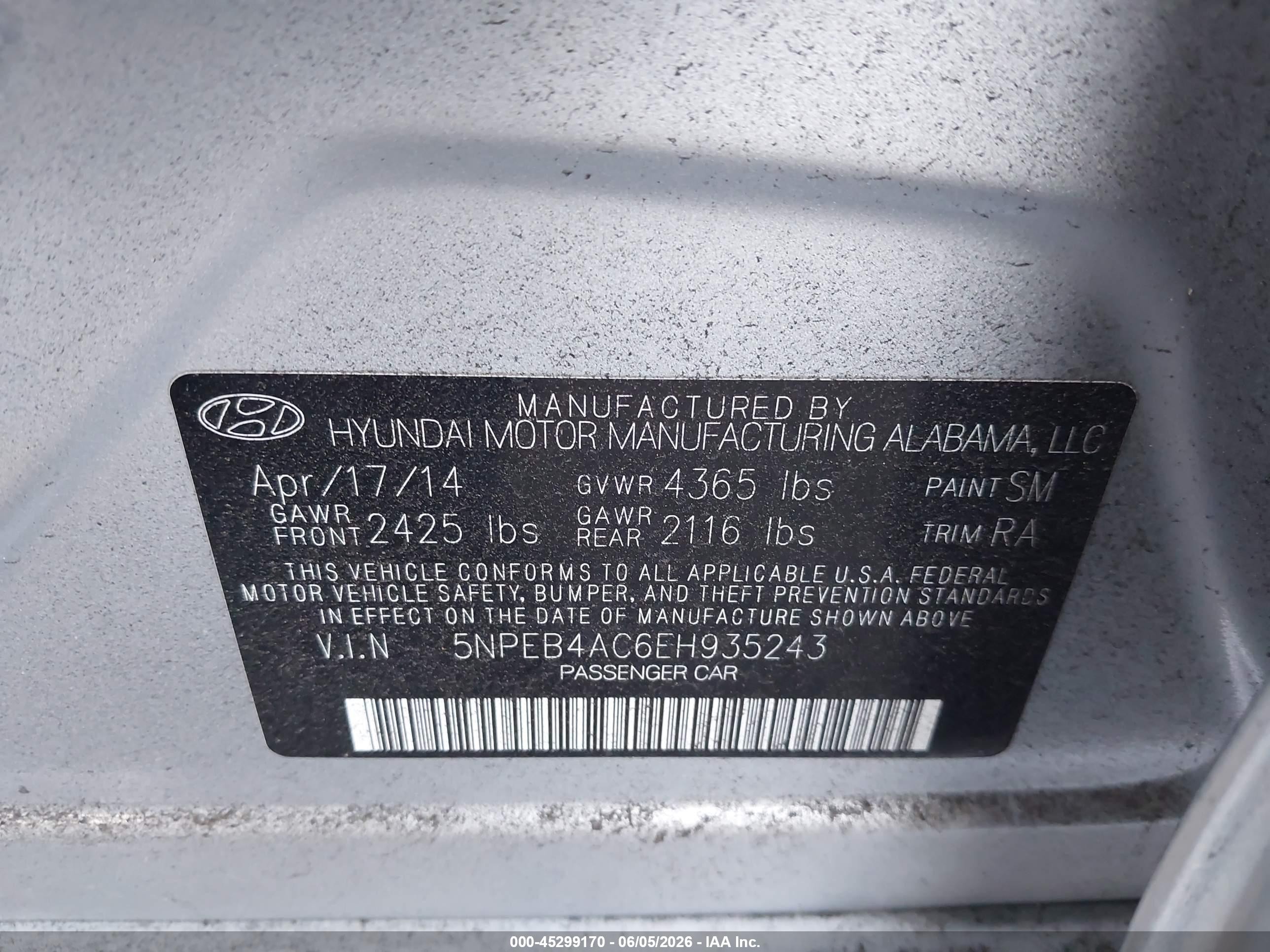 2014 Hyundai Sonata Gls Silver vin: 5NPEB4AC6EH935243