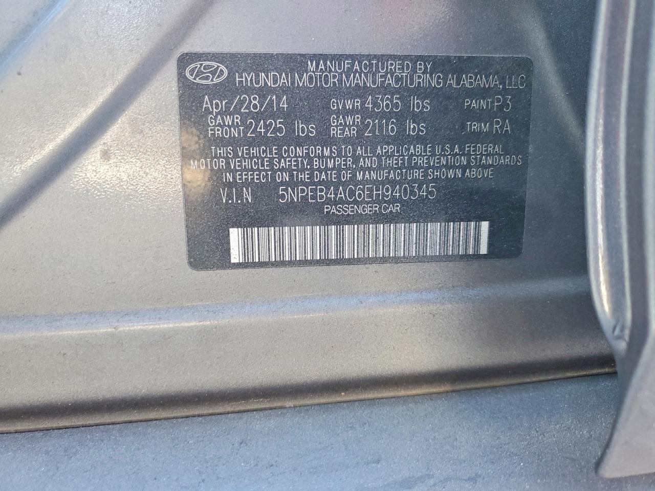 2014 Hyundai Sonata Gls Silver vin: 5NPEB4AC6EH940345