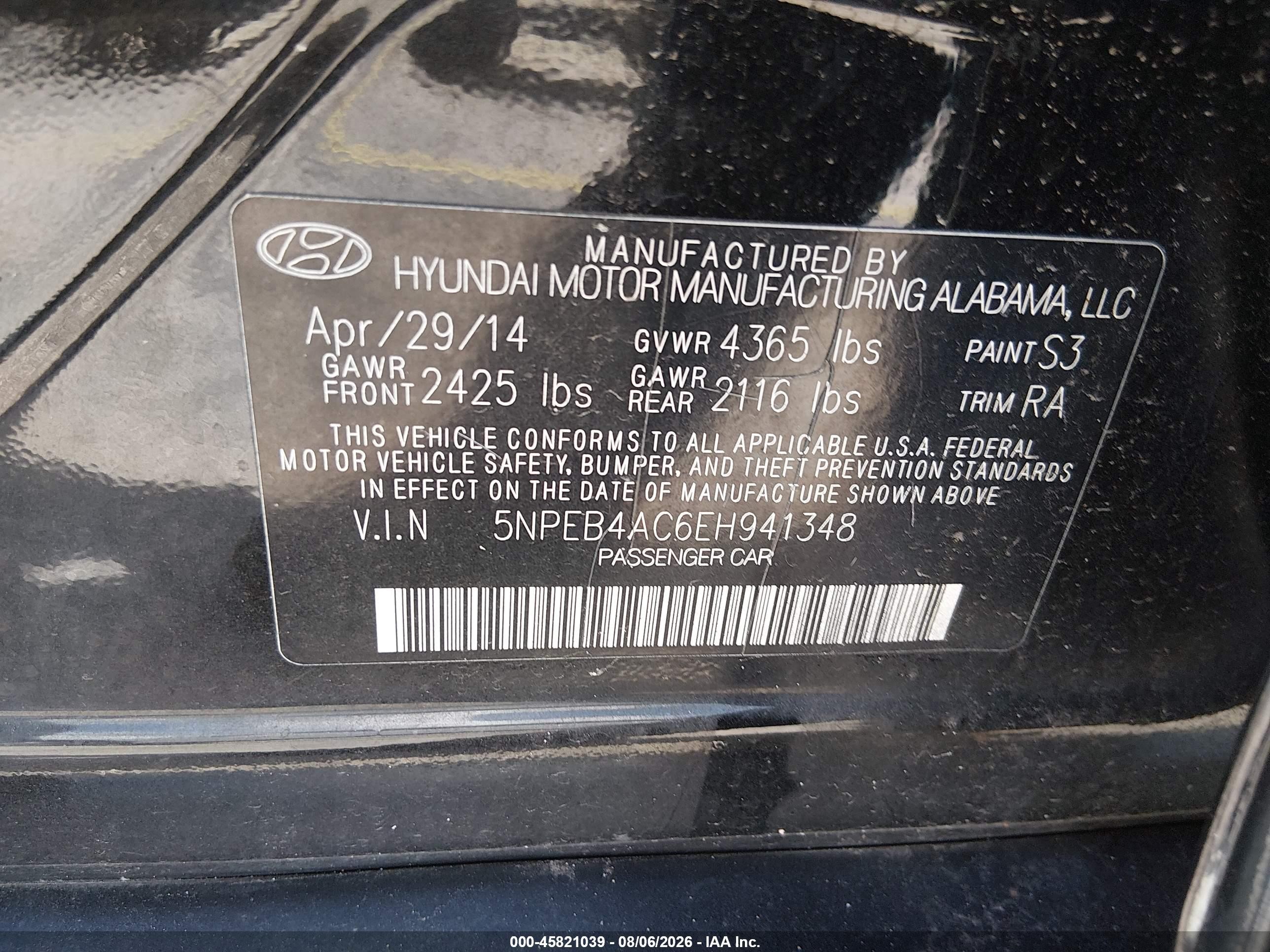 2014 Hyundai Sonata Gls Black vin: 5NPEB4AC6EH941348